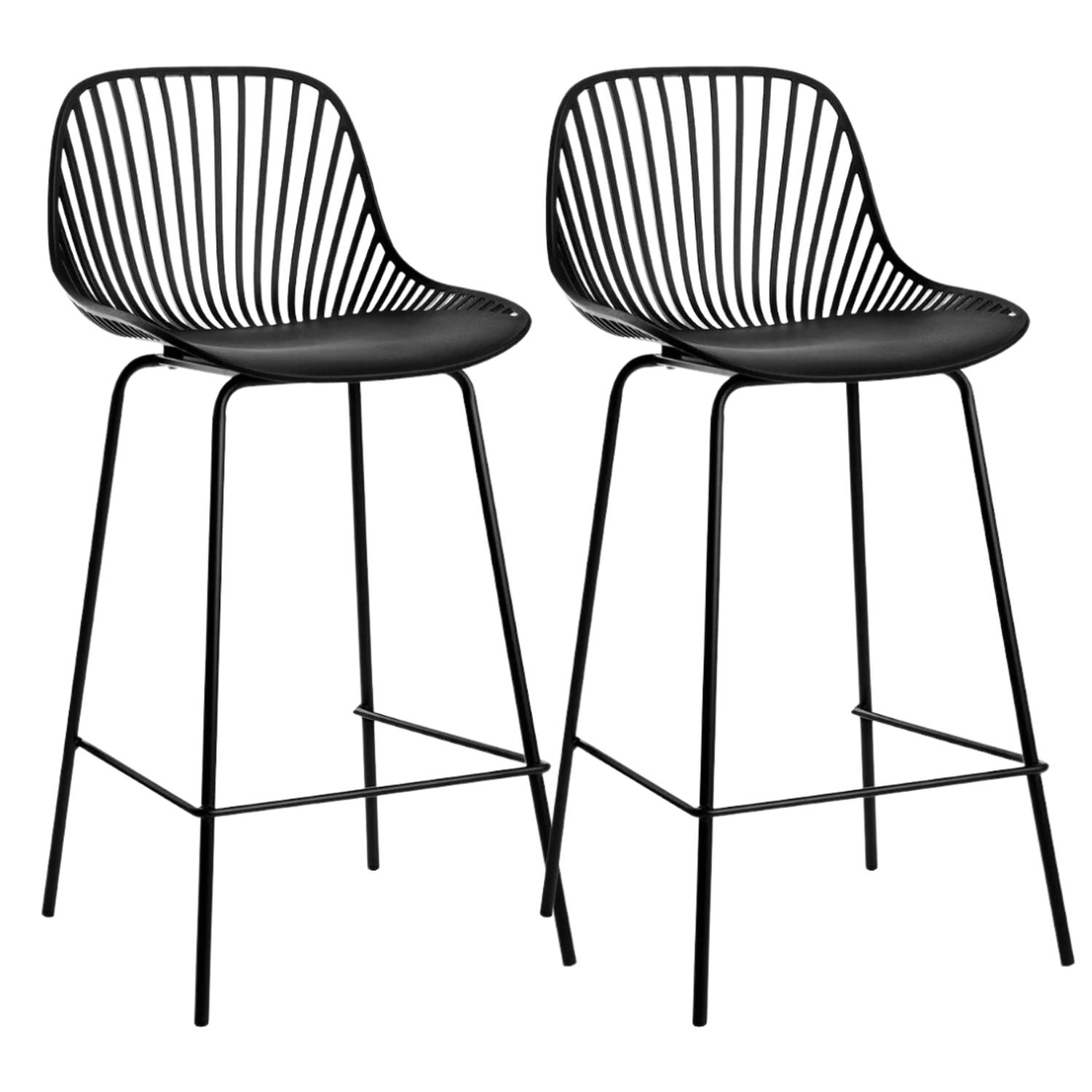 PACK 2 TABURETES PEYTON NEGROS 77CM |DISEÑO MODERNO Y RESISTENTE - 1