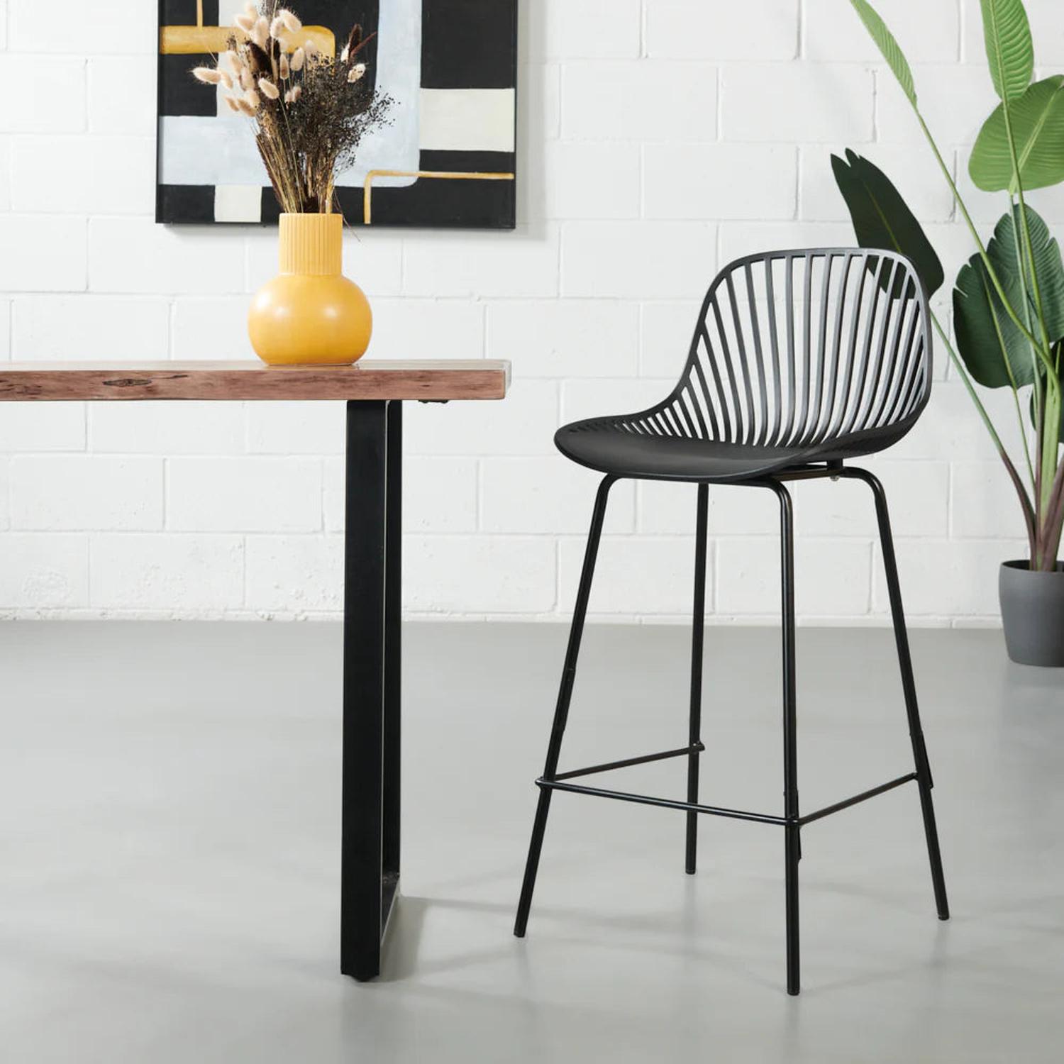 PACK 2 TABURETES PEYTON NEGROS 77CM |DISEÑO MODERNO Y RESISTENTE - 2