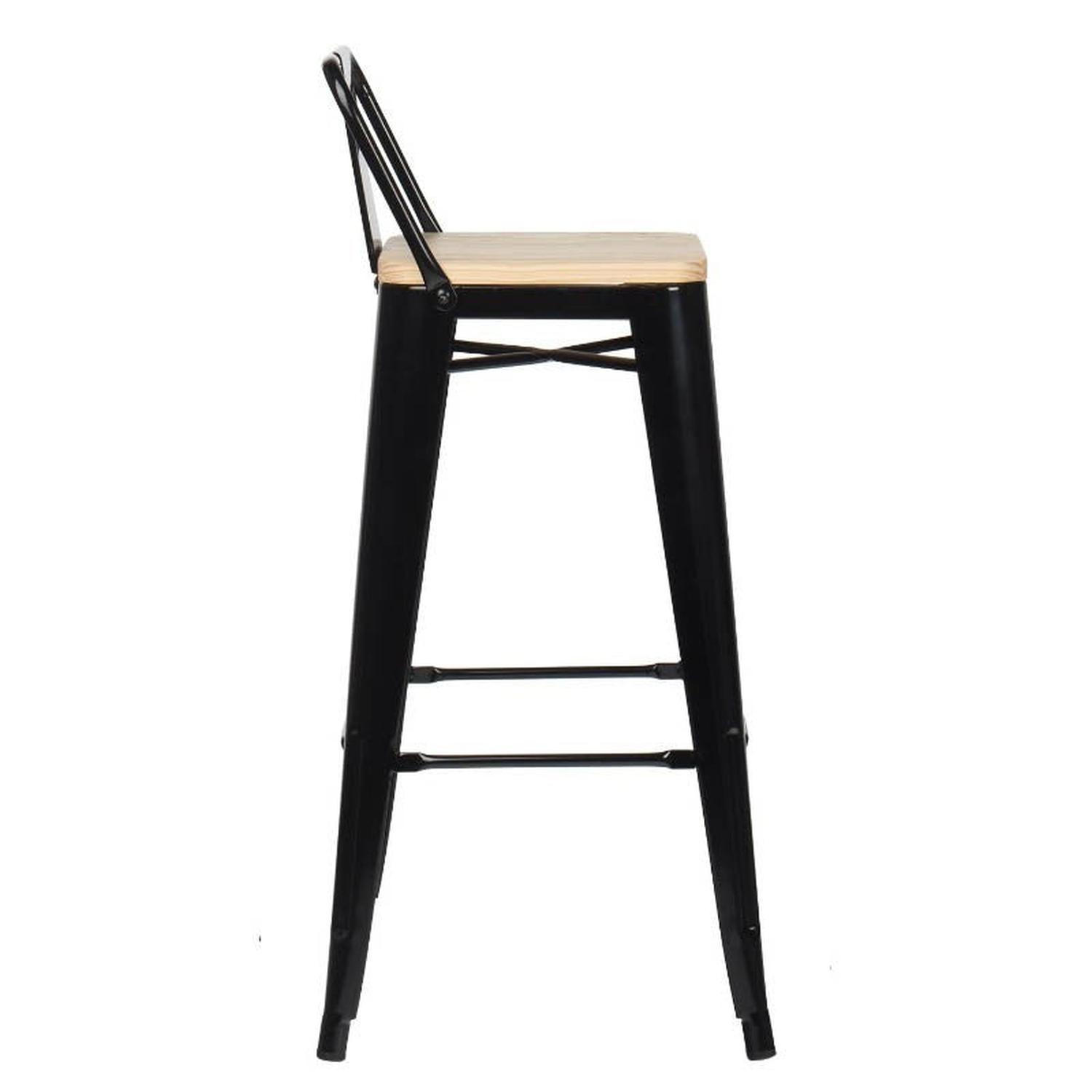 PACK PANDALINO NEGRO 4 TABURETES TOLIX S MADERA CLARA 77 CM BAR COCINA - 4