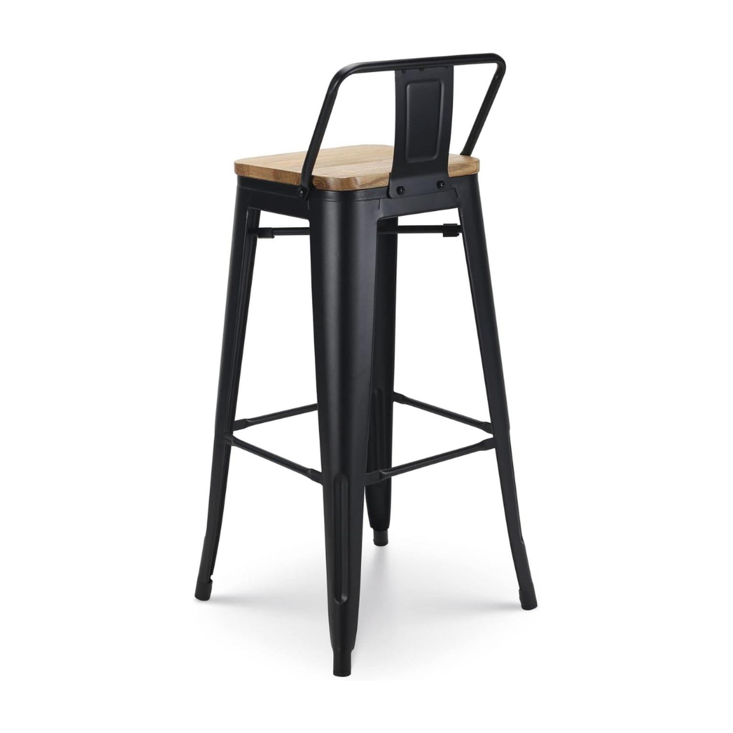 PACK PANDALINO NEGRO 4 TABURETES TOLIX S MADERA CLARA 77 CM BAR COCINA - 5