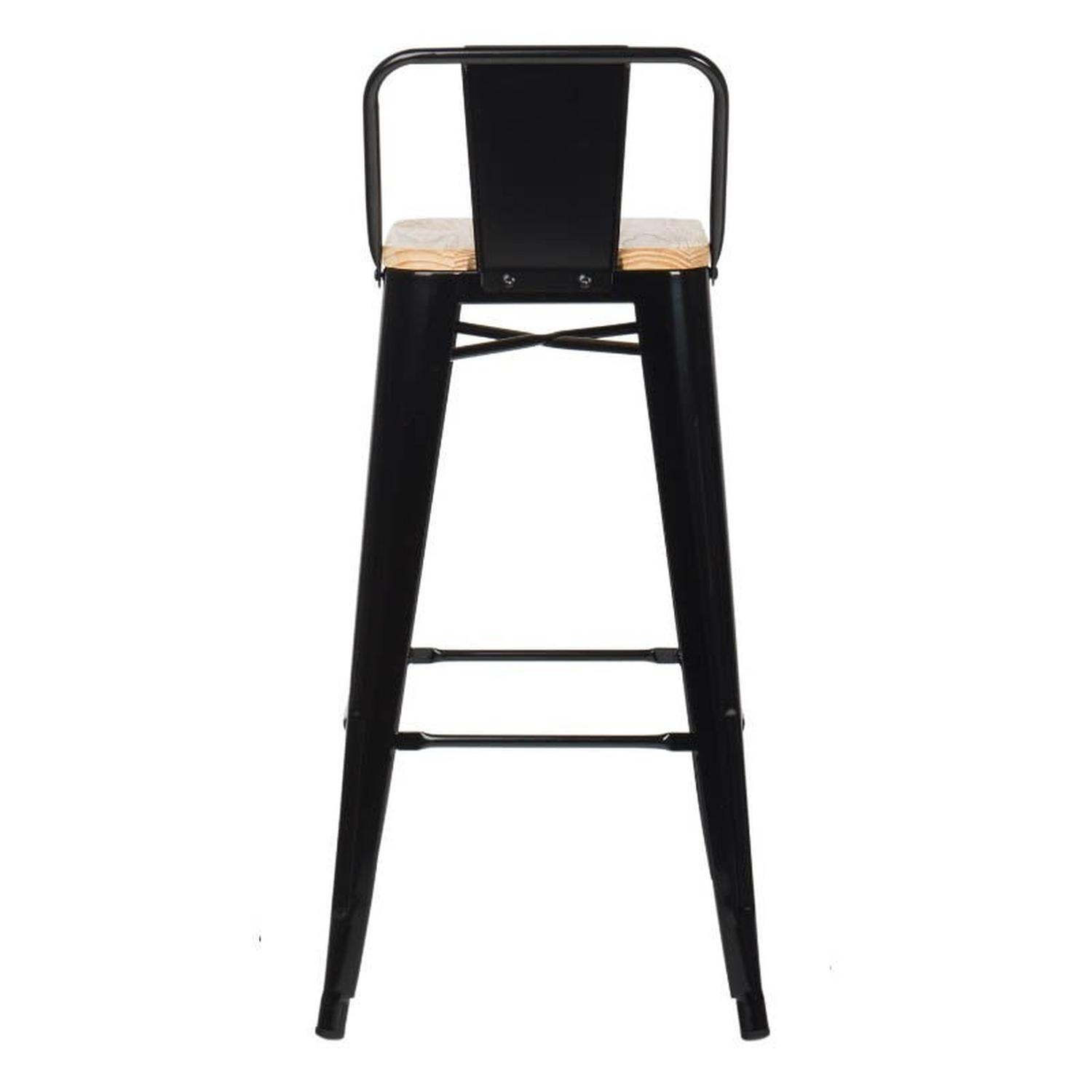 PACK PANDALINO NEGRO 4 TABURETES TOLIX S MADERA CLARA 77 CM BAR COCINA - 7