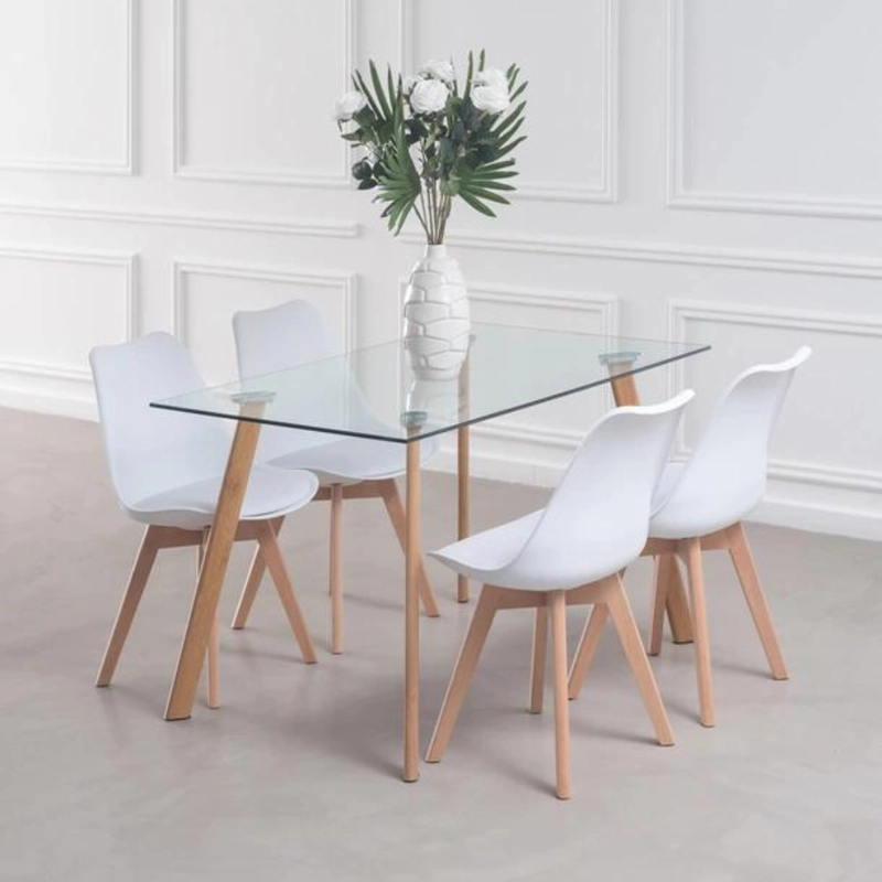COMEDOR MESA FERRA + 4 SILLAS TULIP BLANCA | ESTILO NORDICO Y ELEGANTE - 1