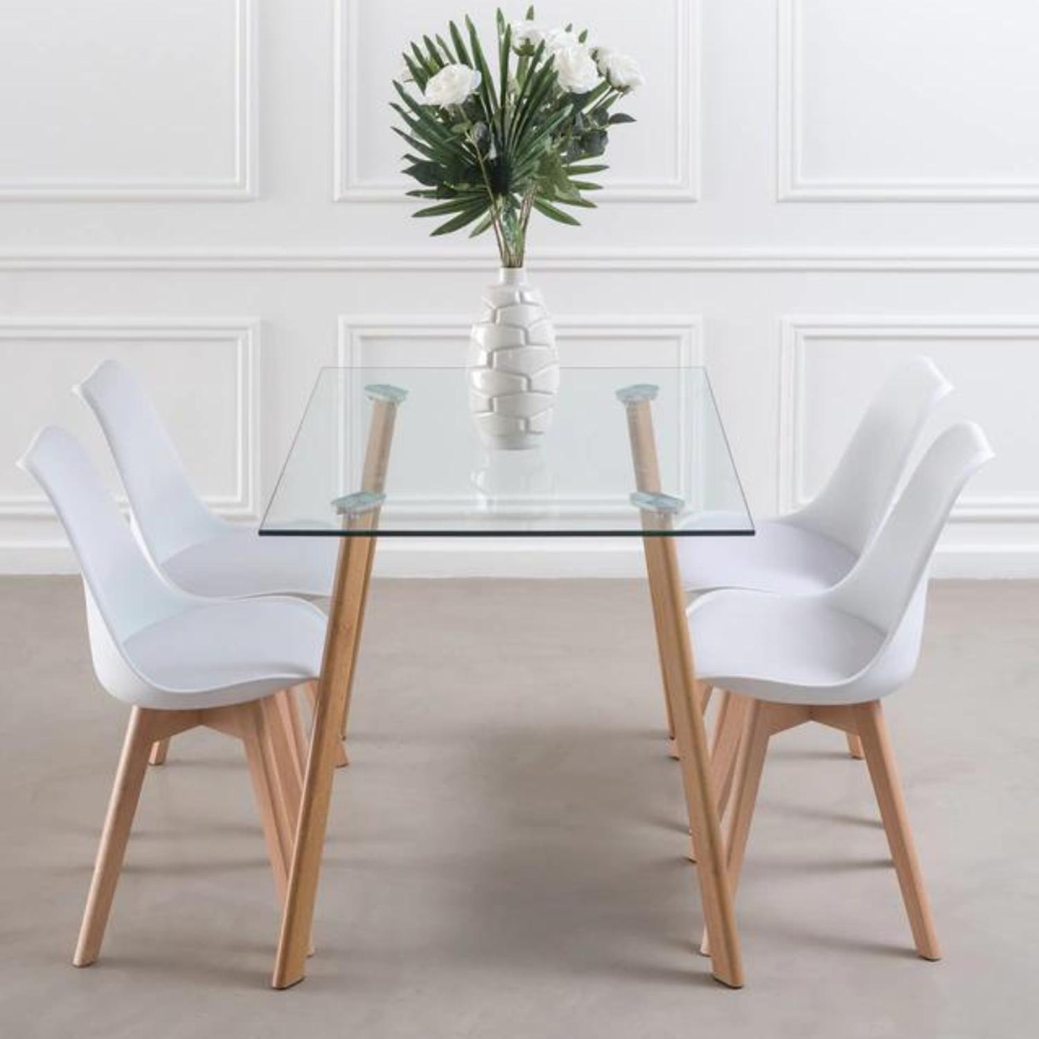 COMEDOR MESA FERRA + 4 SILLAS TULIP BLANCA | ESTILO NORDICO Y ELEGANTE - 2