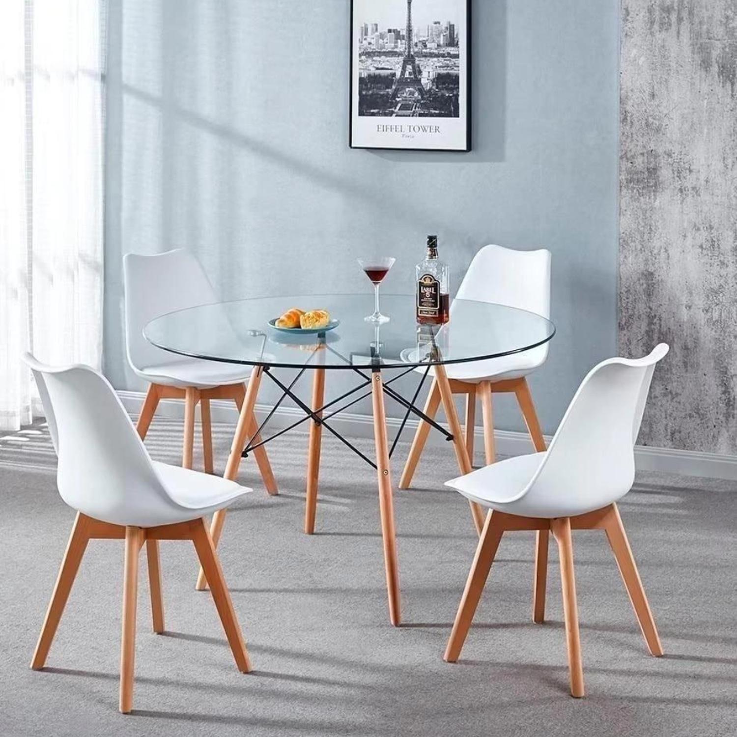 COMEDOR MESA REDONDA ELIDA 100CM + 4 SILLAS TULIP BLANCA - 1