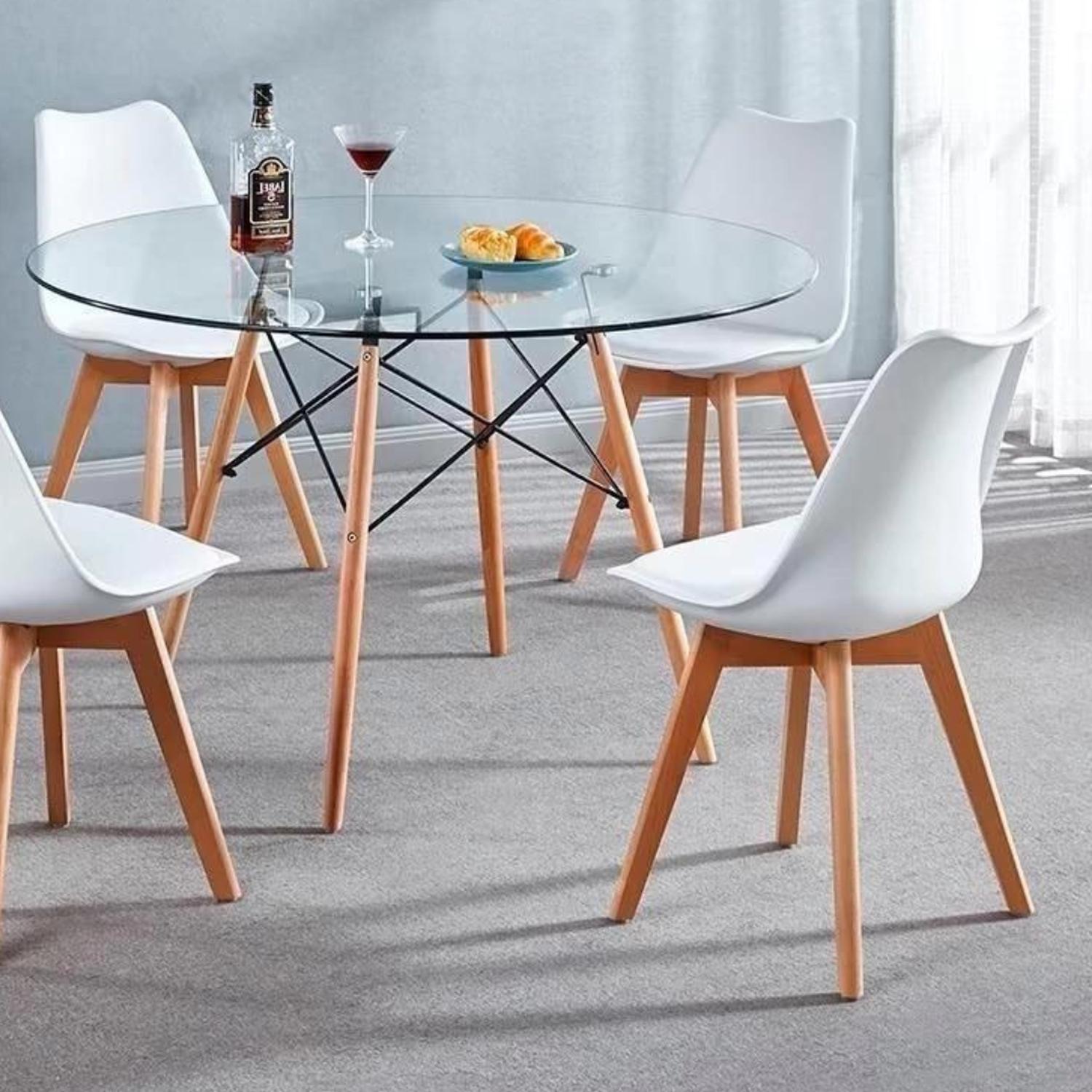 COMEDOR MESA REDONDA ELIDA 100CM + 4 SILLAS TULIP BLANCA - 2