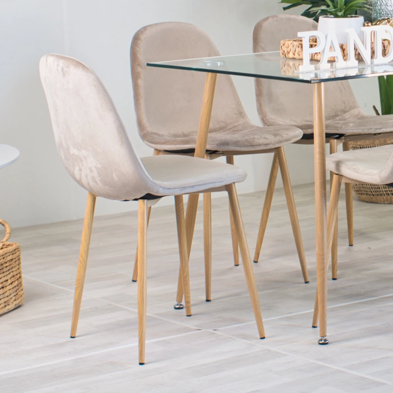 COMEDOR MODERNO MESA VITREO 120X80 + 4 SILLA ISY BEIGE | CONFORT TOTAL - 2