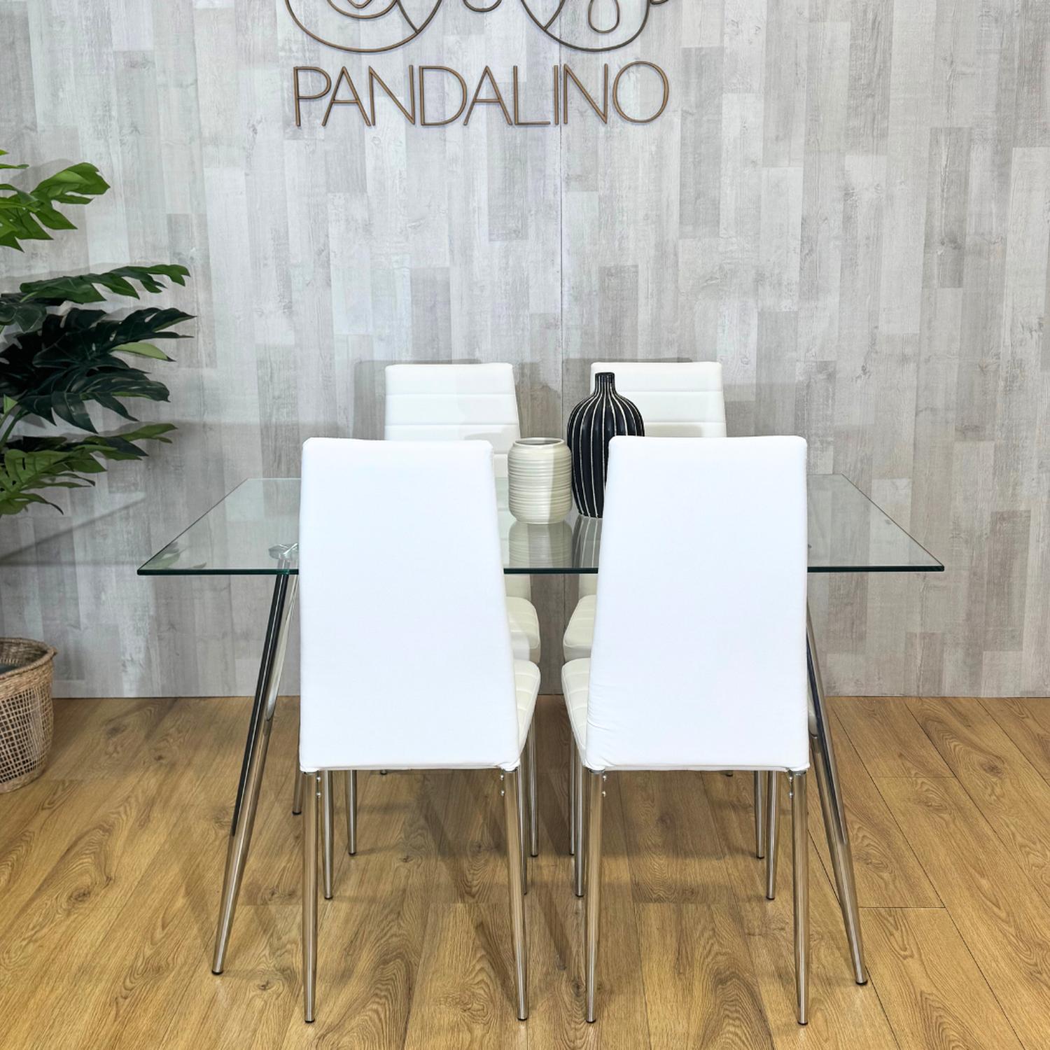 COMEDOR MESA RECTANGULAR VITREO 130X80 + 4 SILLA DINING BLANCA - 5