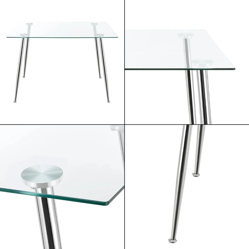 COMEDOR MESA RECTANGULAR VITREO 130X80 + 4 SILLA DINING BLANCA - 6