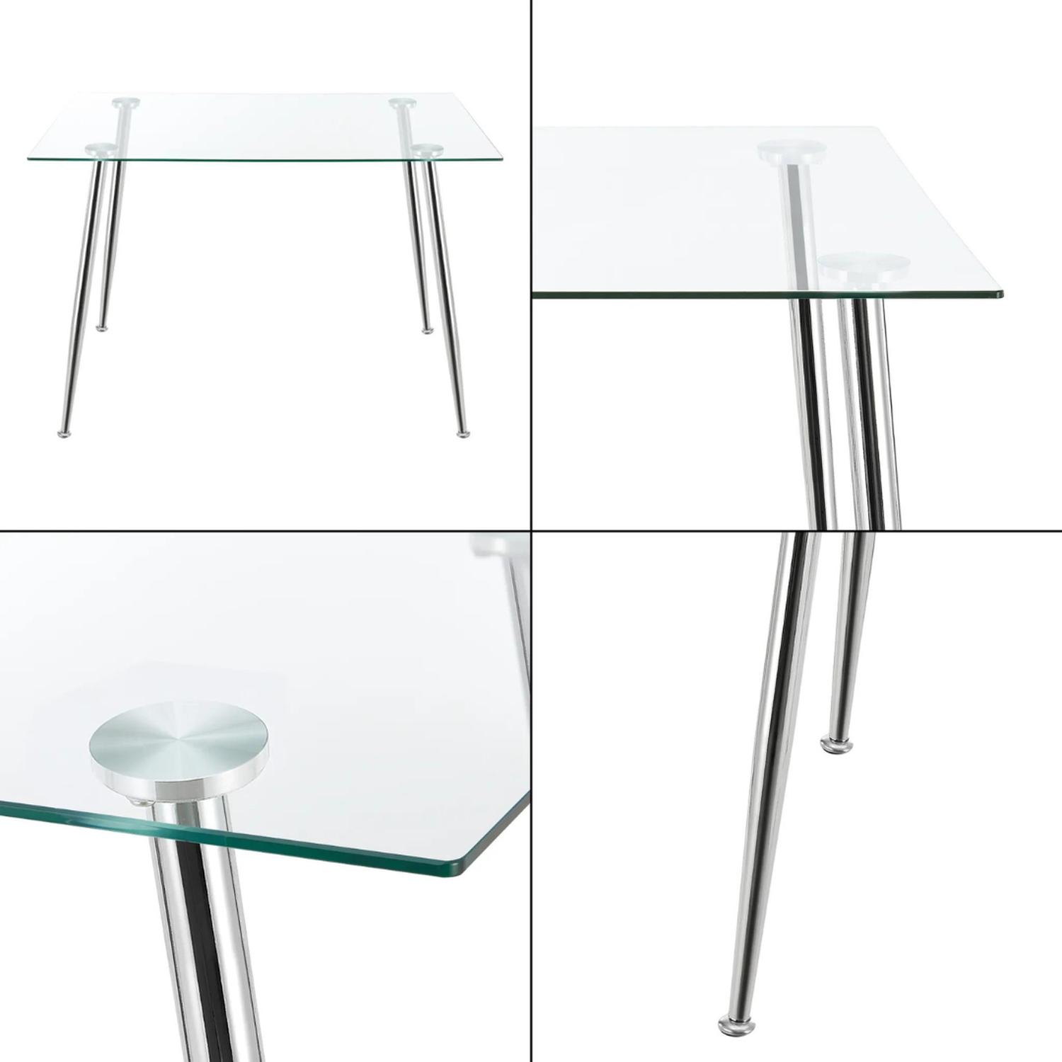 COMEDOR MESA RECTANGULAR VITREO 130X80 + 4 SILLA DINING BLANCA - 6