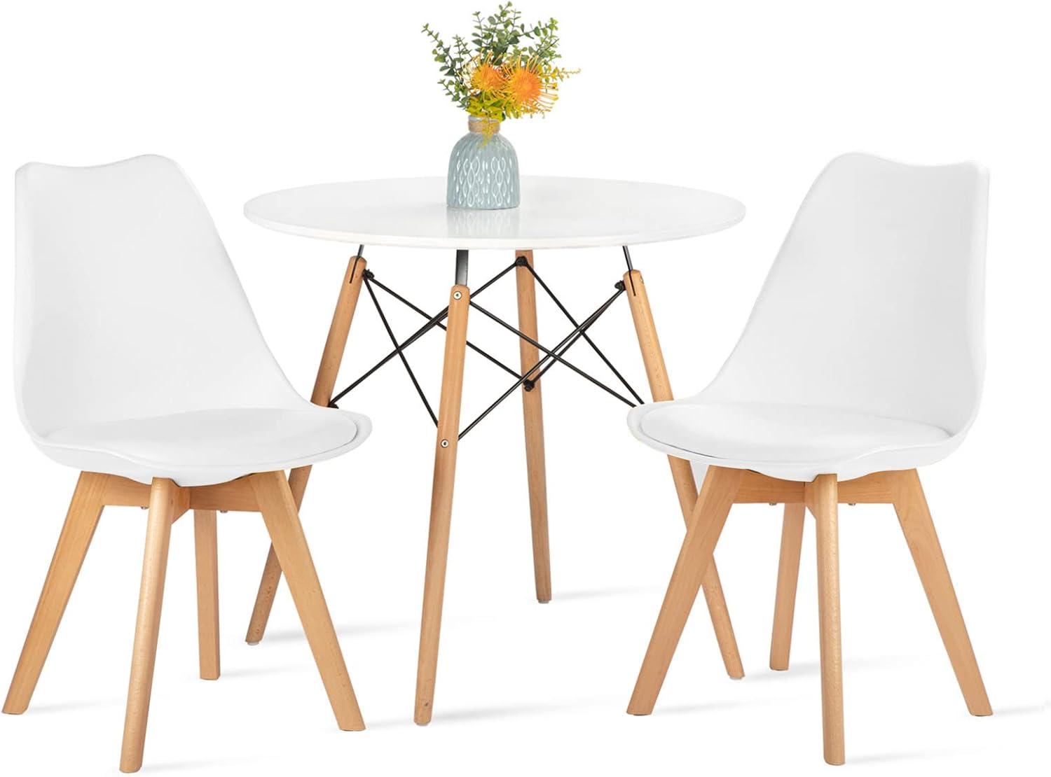 COMEDOR MODERNO MESA ESTELA 80CM + 2 SILLAS TULIP | DISEÑO NORDICO - 4
