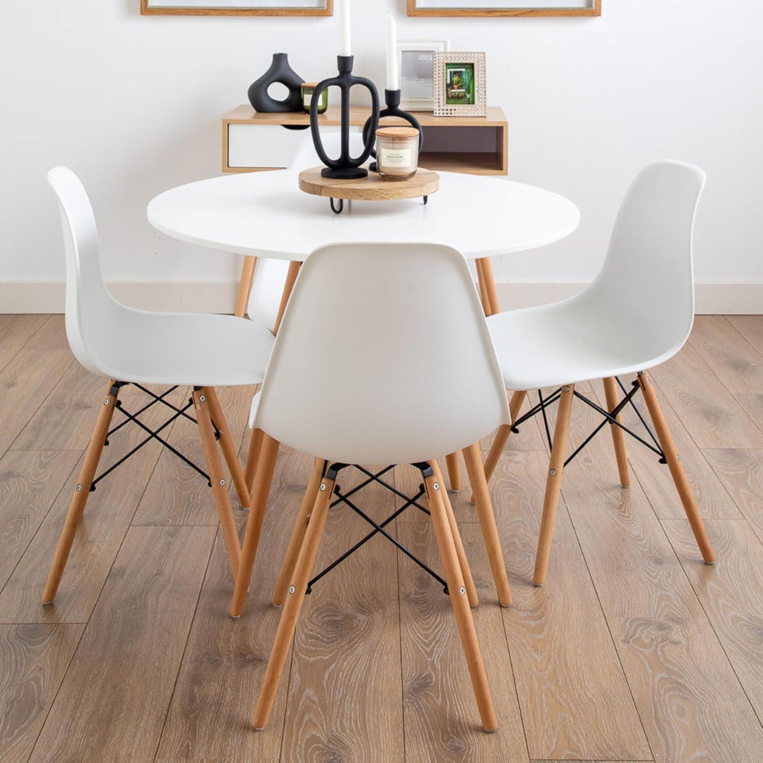 COMEDOR REDONDO ESTELA BLANCA 80CM + 4 SILLAS EAMES BLANCA | FUNCIONAL - 2