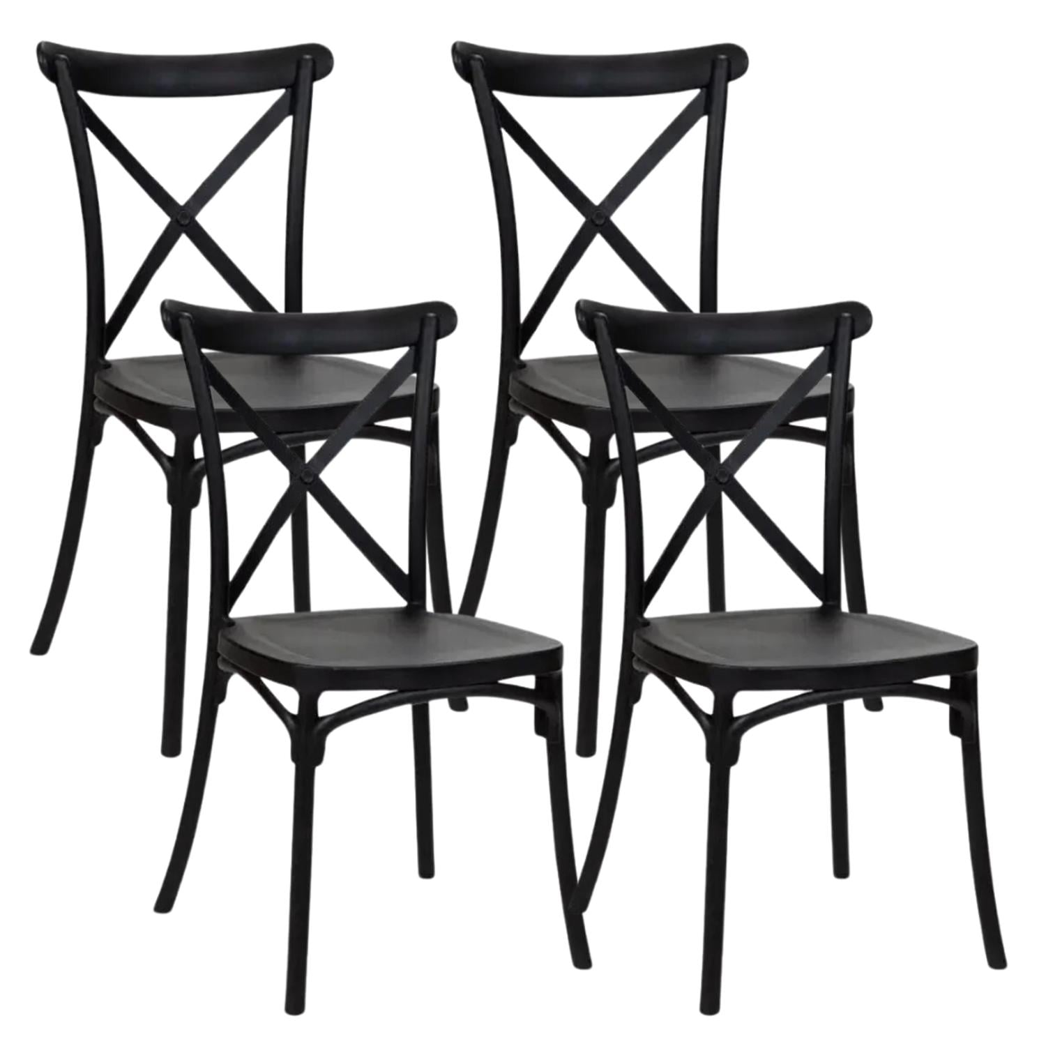 PACK 4 SILLA CROSSBACK NEGRA | IDEAL TERRAZA Y INTERIOR - 1