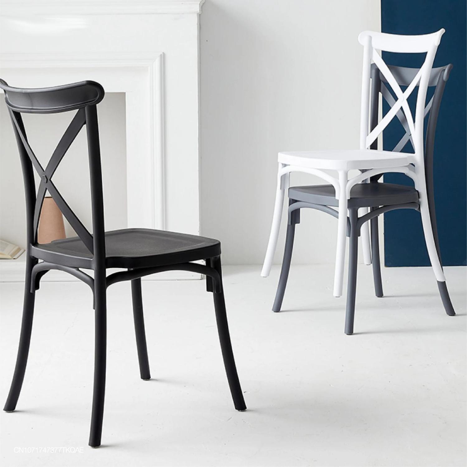 PACK 4 SILLA CROSSBACK NEGRA | IDEAL TERRAZA Y INTERIOR - 5