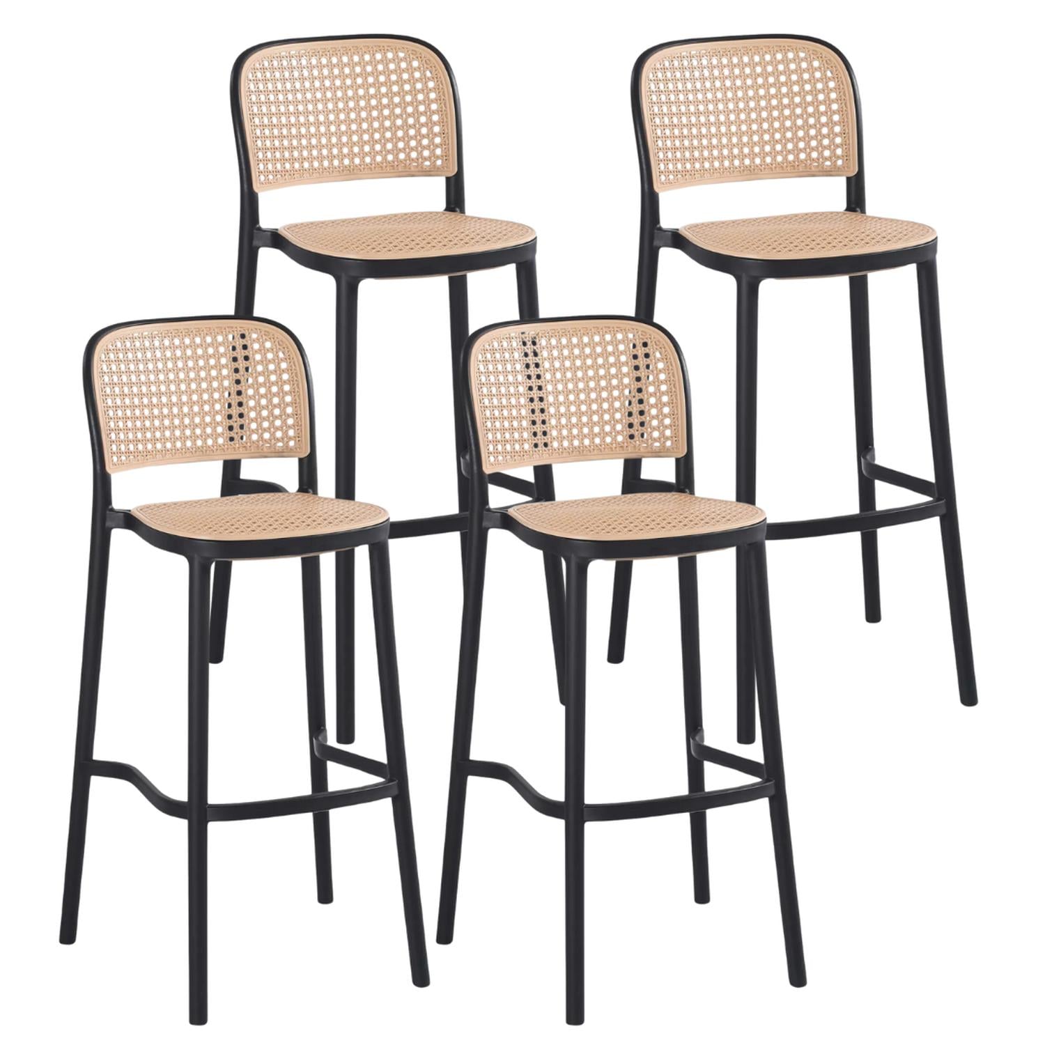 PACK 4 TABURETE MONTANA NEGRO 65CM | RATTAN SINTE TICO | APILABLE - 1