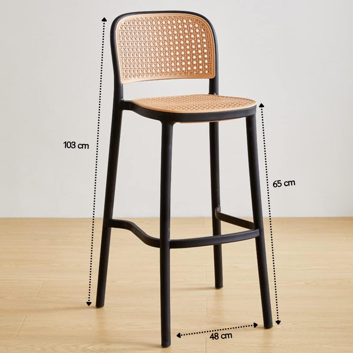 PACK 4 TABURETE MONTANA NEGRO 65CM | RATTAN SINTE TICO | APILABLE - 3