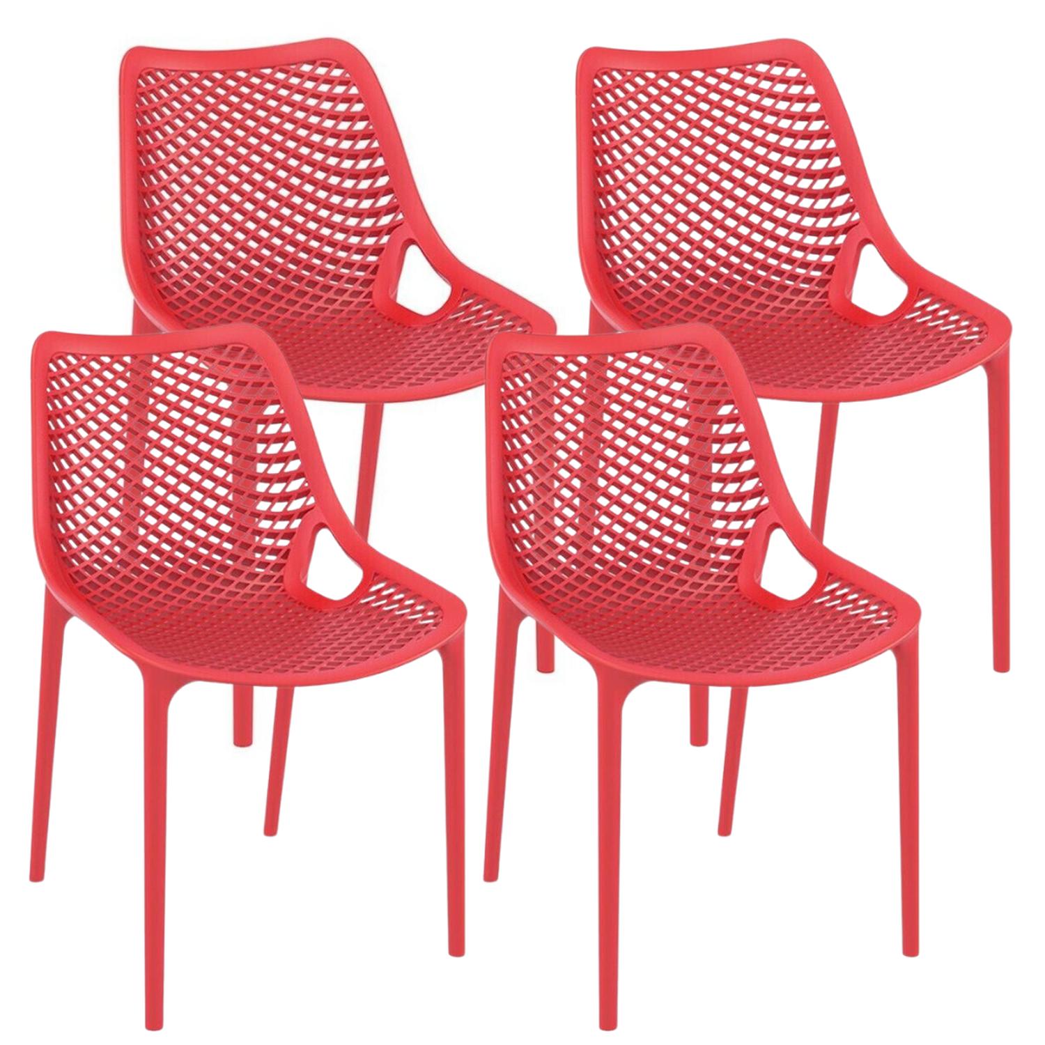 PACK 4 SILLAS BARDO ROJAS| RESISTENTE PARA INTERIOR Y EXTERIOR - 1