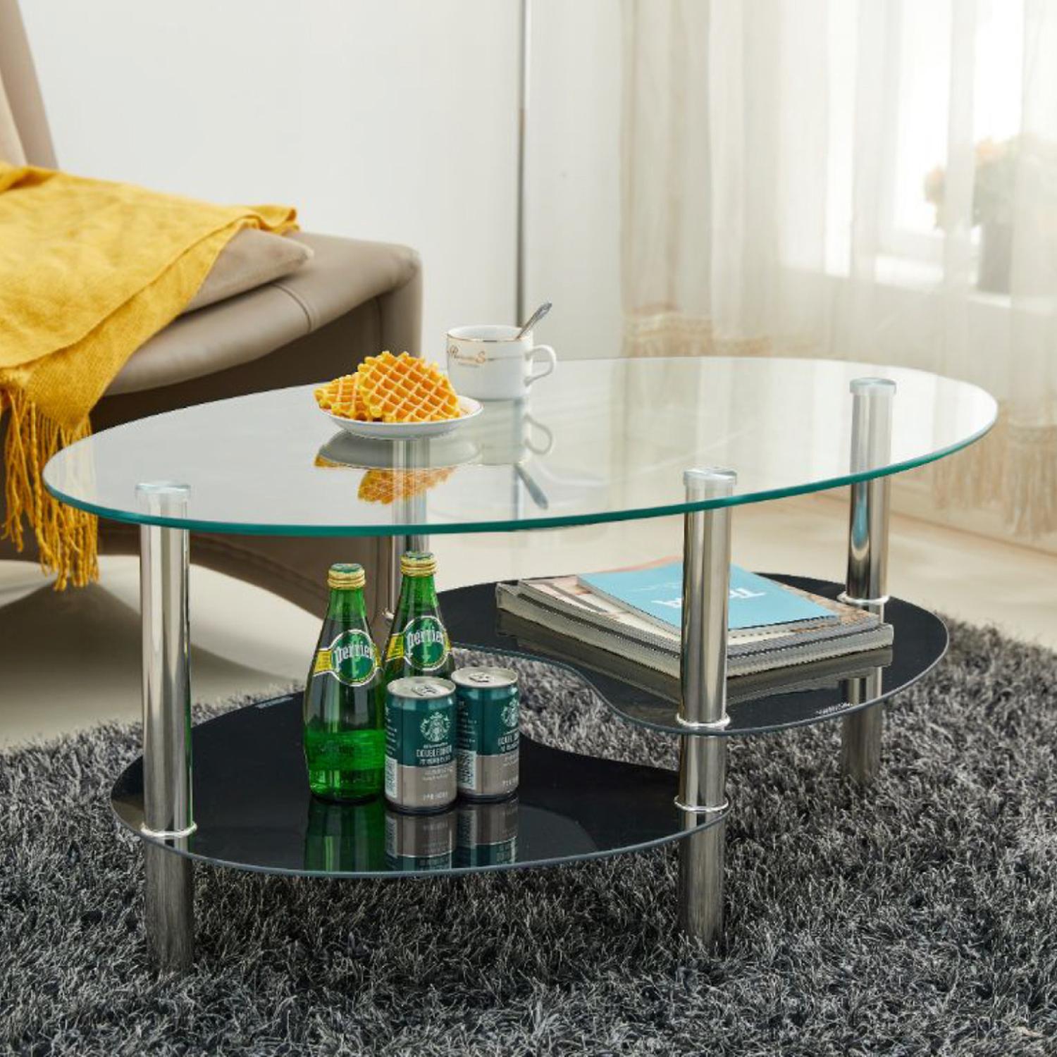 MESA DE CENTRO MODERNA MARTINA CON 2 CARAS - VIDRIO TEMPLADO - 3