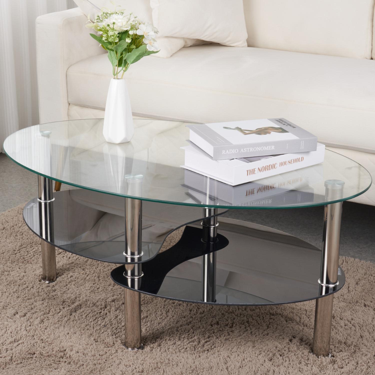 MESA DE CENTRO MODERNA MARTINA CON 2 CARAS - VIDRIO TEMPLADO - 4