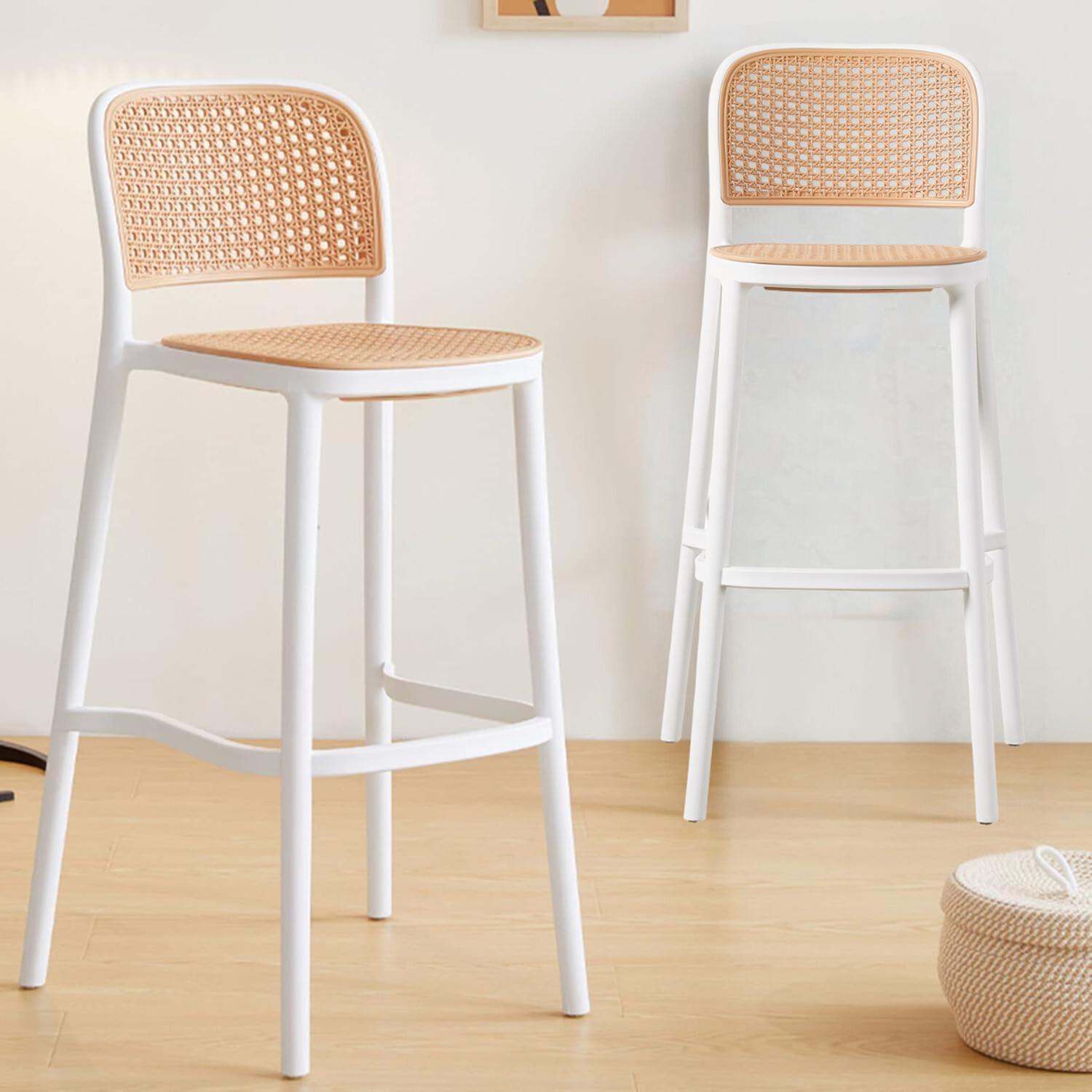PACK 2 TABURETE MONTANA BLANCO 65CM | RATTAN SINTE TICO, EXTERIOR - 2