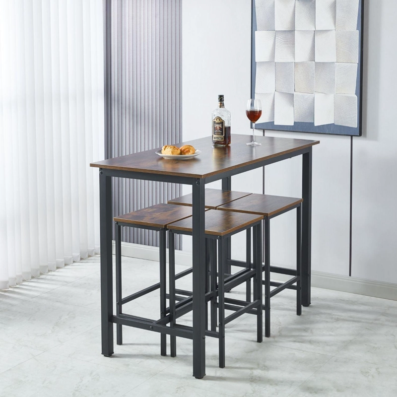 PACK MESA ALTA + 4 TABURETES BAR | ESTILO INDUSTRIAL - 2
