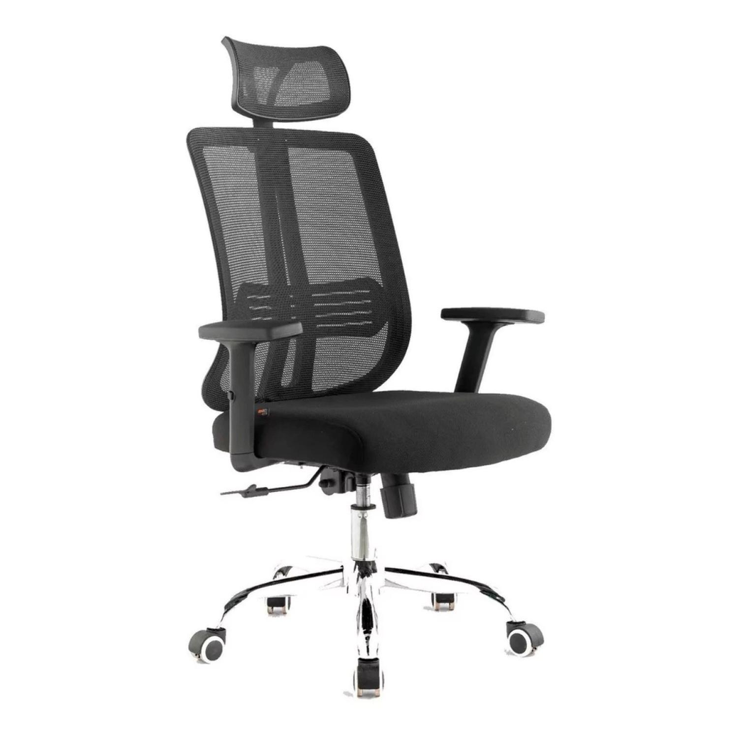 SILLA OFICINA ERGONOMICA FLEXA NEGRA | APOYABRAZOS Y REPOSACABEZAS AJUSTABLE - 1
