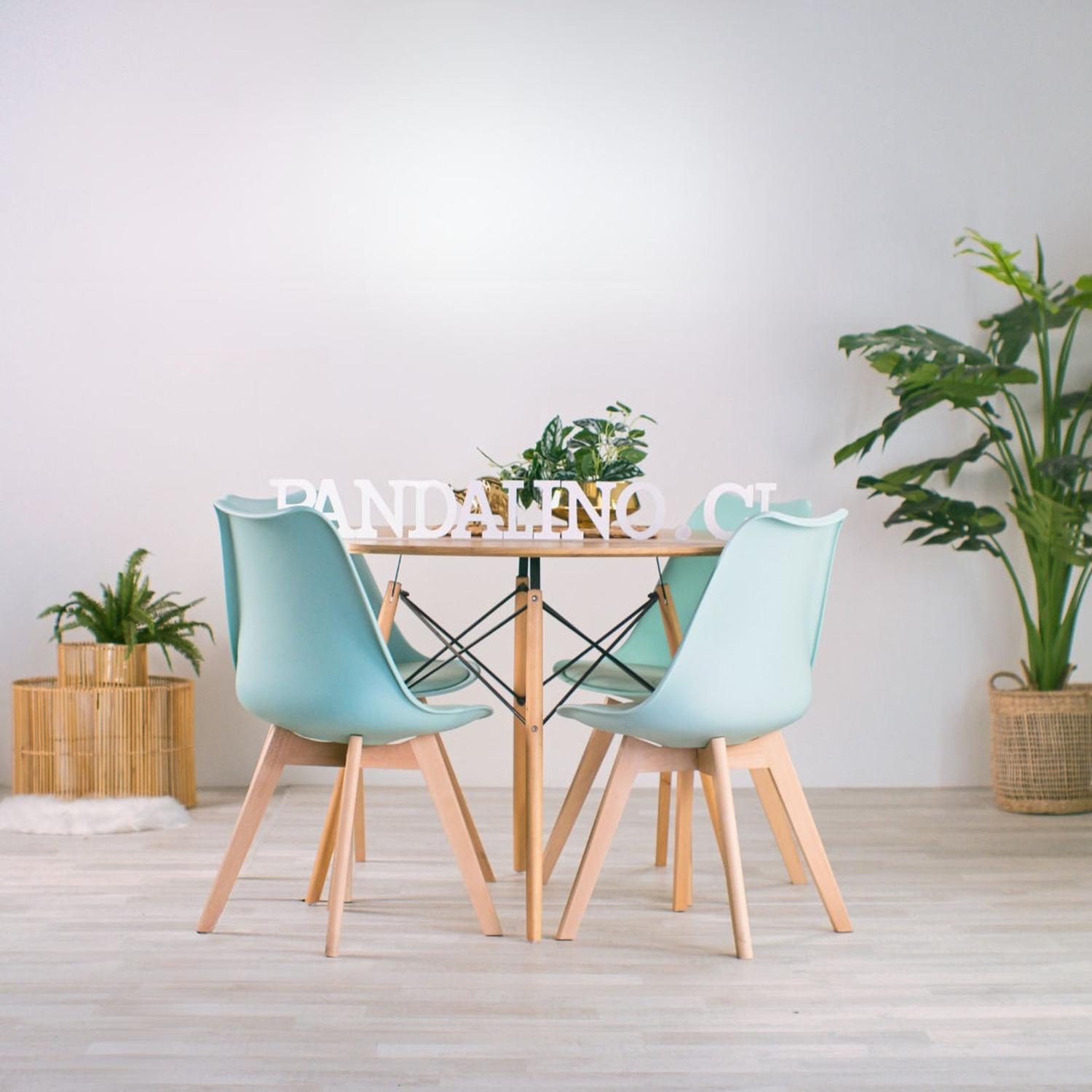 COMEDOR REDONDO SHANNA 100CM + 4 SILLAS TULIP MENTA - 1