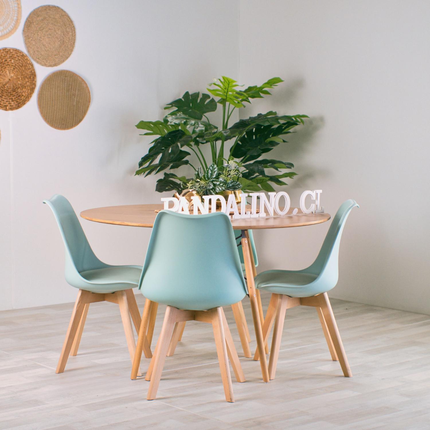 COMEDOR REDONDO SHANNA 100CM + 4 SILLAS TULIP MENTA - 2