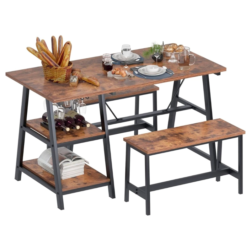 PACK MESA RECTANGULAR + 2 BANQUETAS | ESTILO INDUSTRIAL - 3