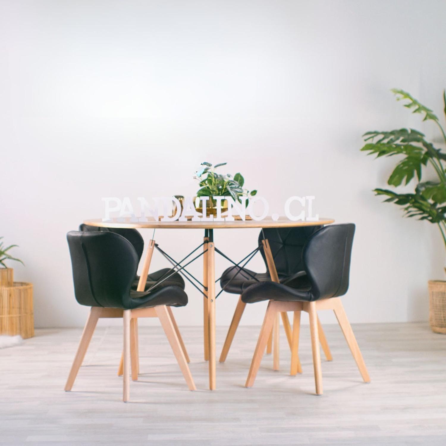 COMEDOR MESA SHANNA 100CM + 4 SILLONES RUBIK COLOR NEGRO - 1