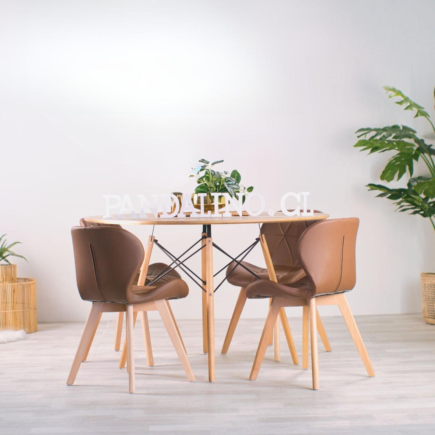 COMEDOR MESA REDONDA SHANNA 100CM+ 4 SILLONES RUBIK CAFE - 1