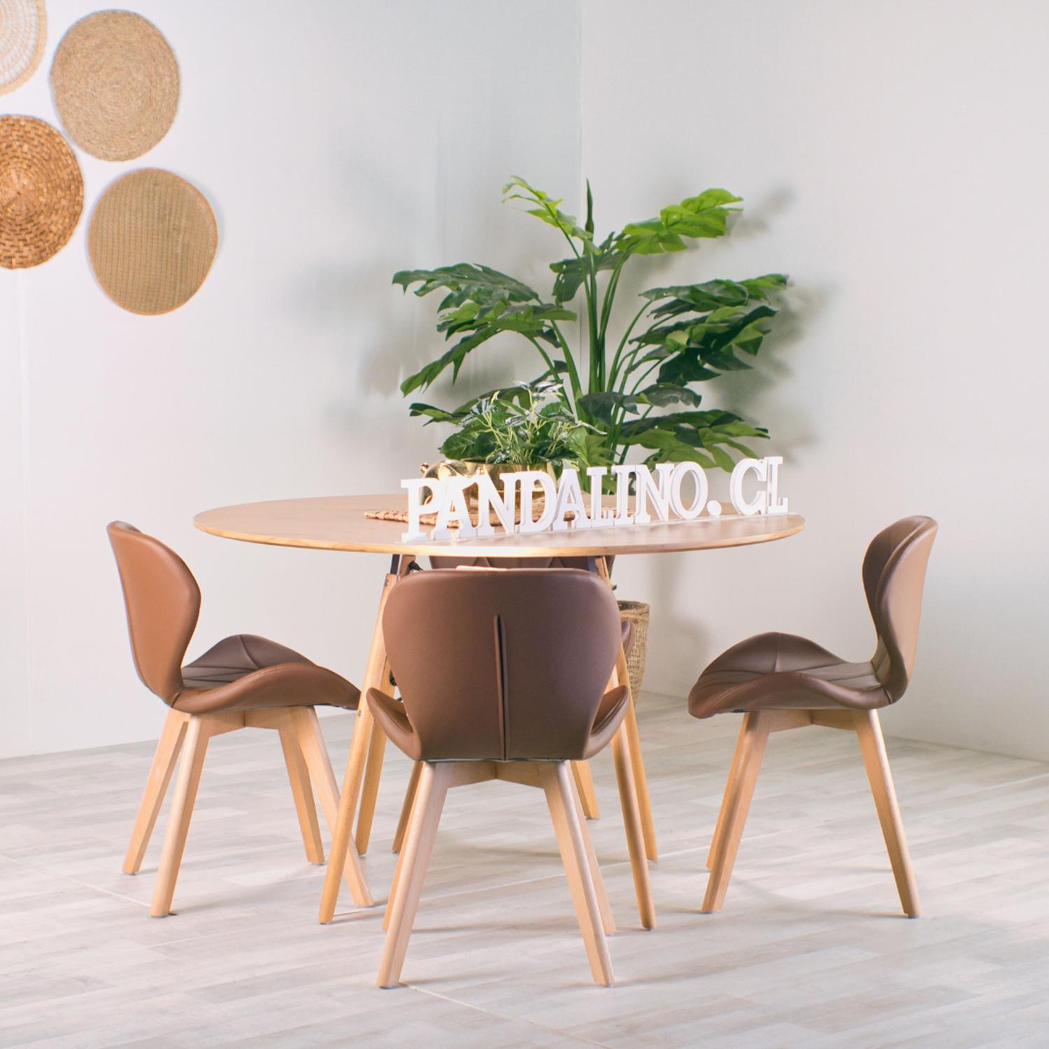 COMEDOR MESA REDONDA SHANNA 100CM+ 4 SILLONES RUBIK CAFE - 3