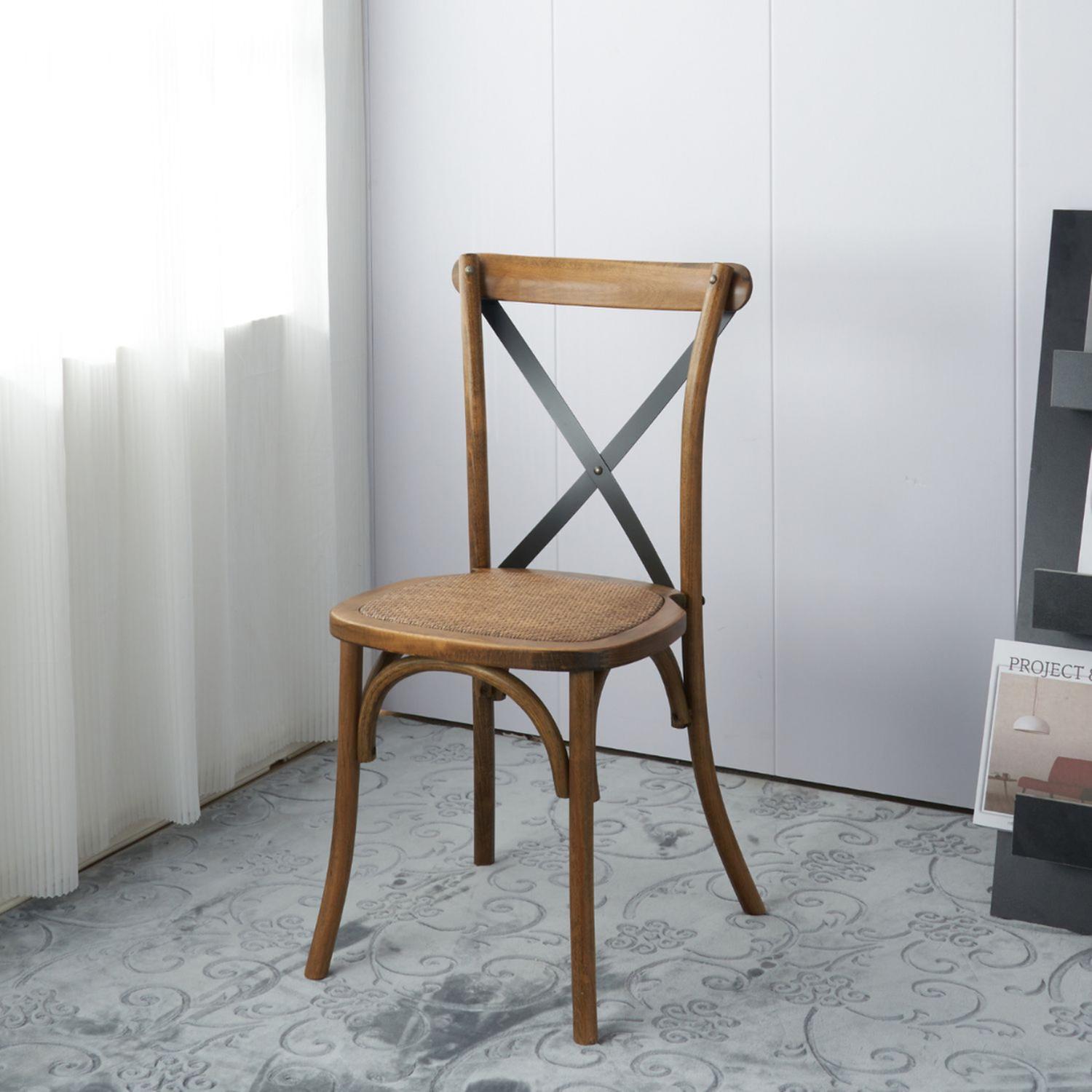 PACK 4 SILLA CROSSBACK MADERA & RATTAN | CAFE Y NEGRO - 2