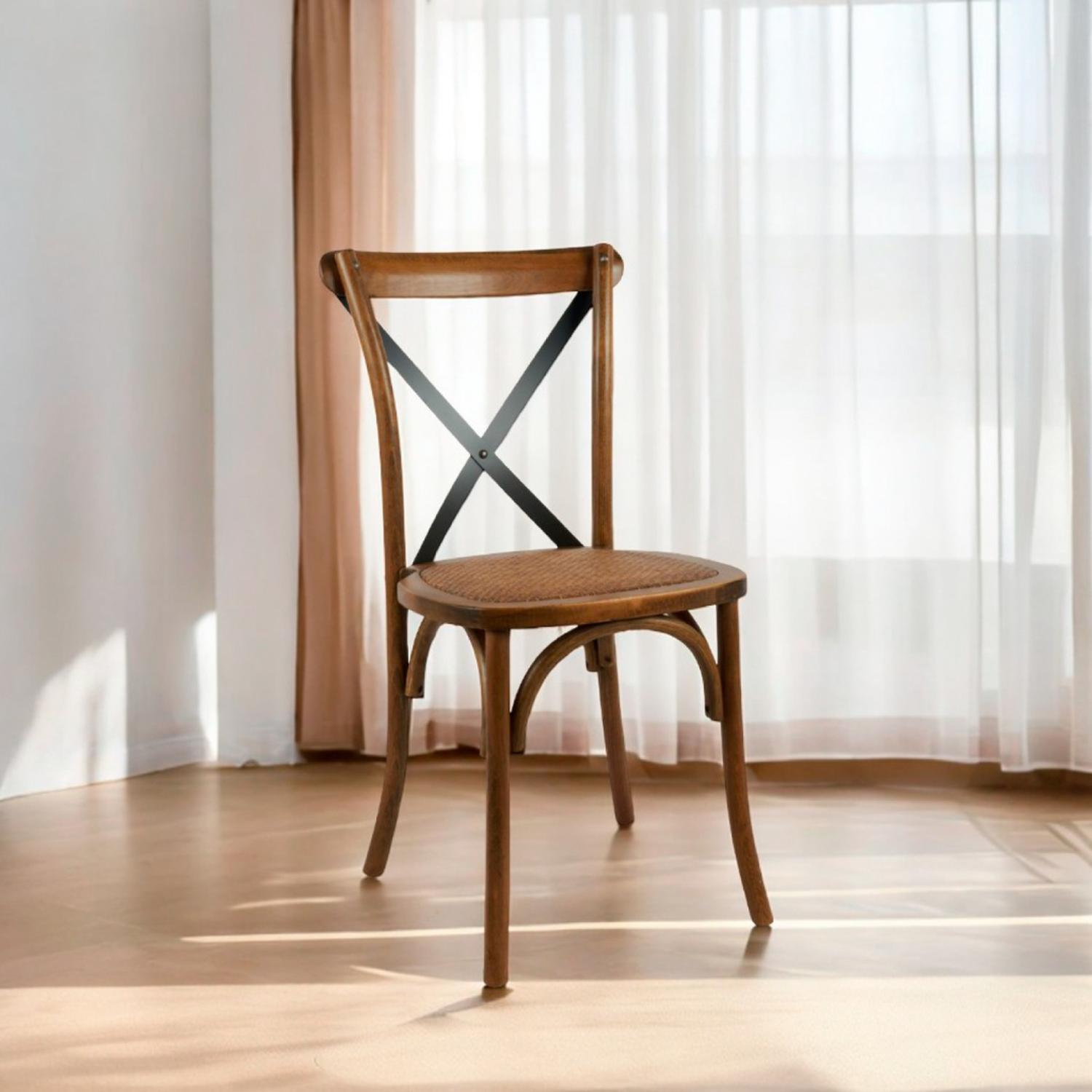 PACK 4 SILLA CROSSBACK MADERA & RATTAN | CAFE Y NEGRO - 3