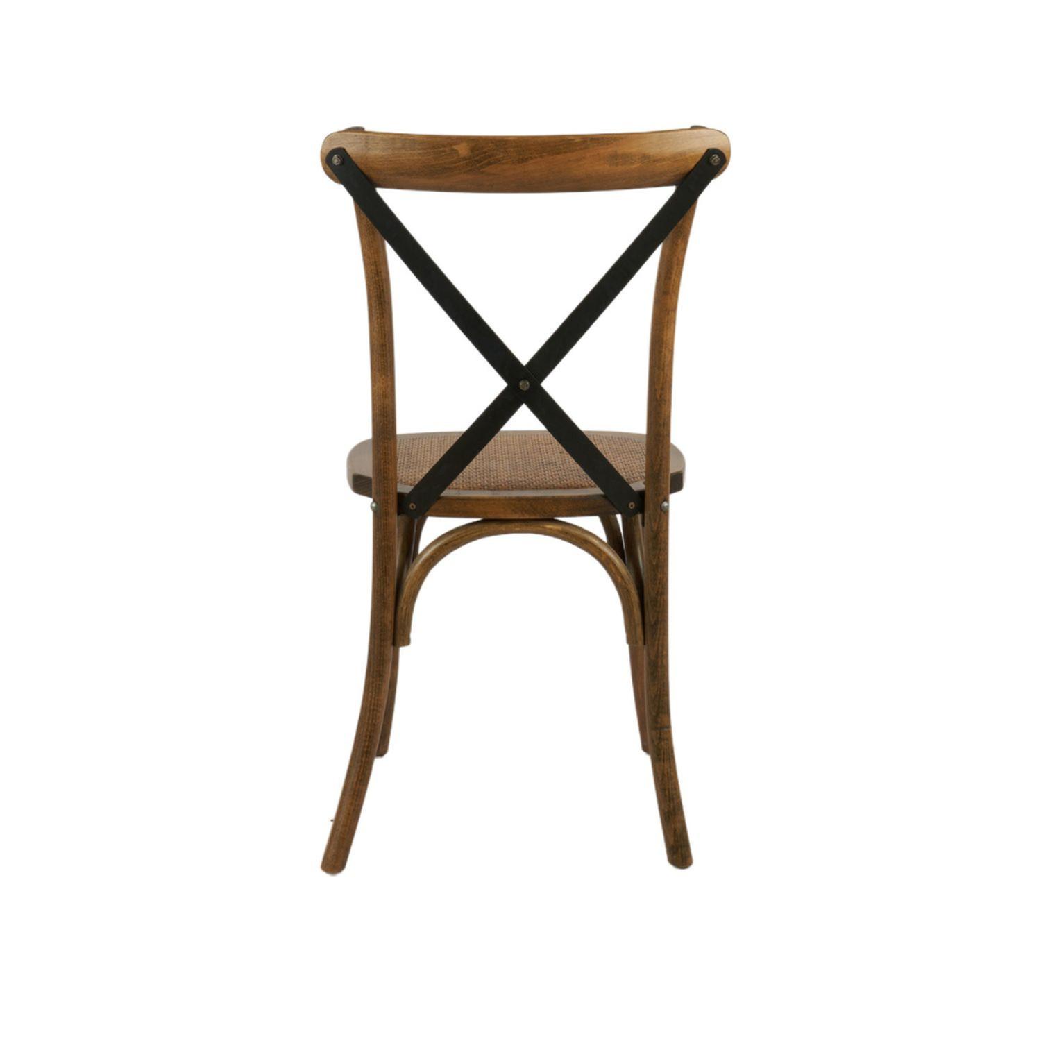 PACK 4 SILLA CROSSBACK MADERA & RATTAN | CAFE Y NEGRO - 4