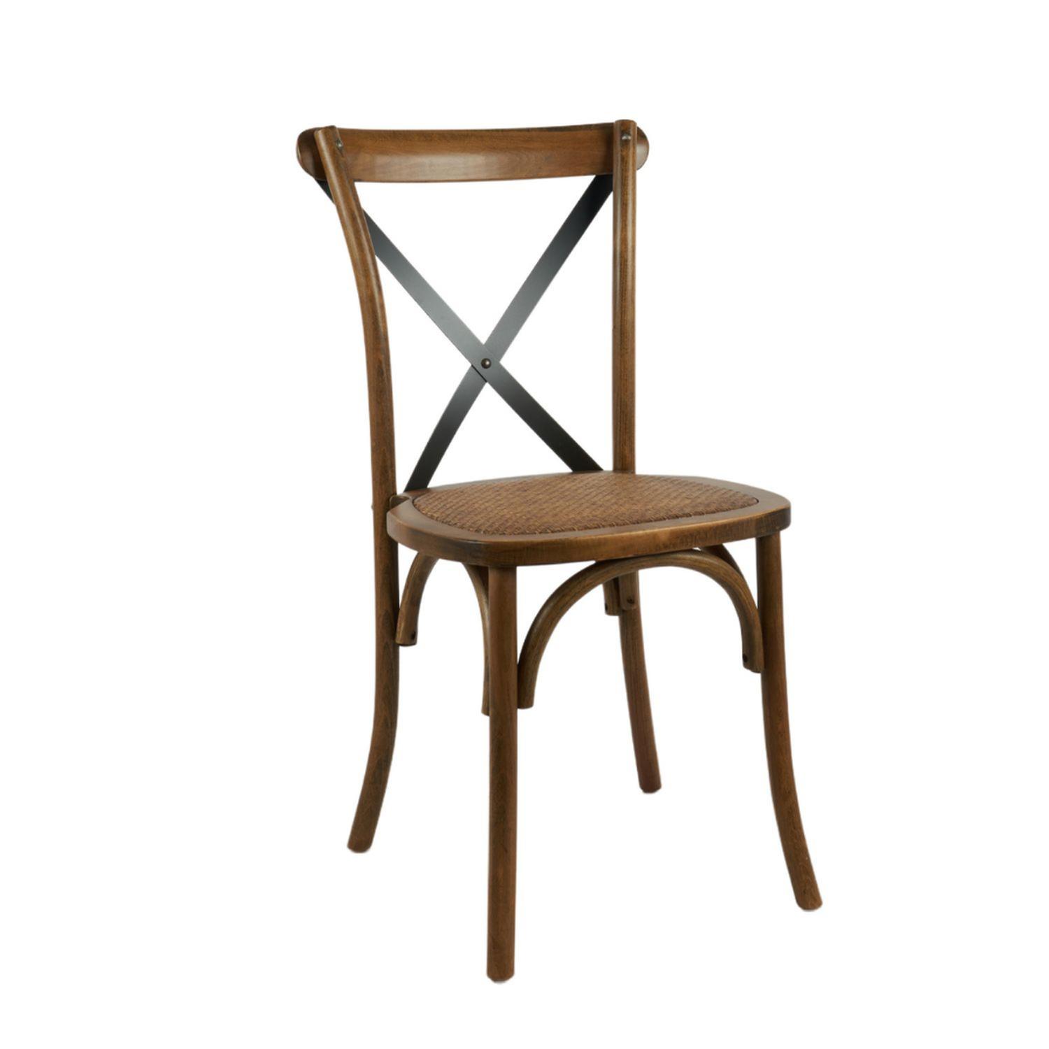PACK 4 SILLA CROSSBACK MADERA & RATTAN | CAFE Y NEGRO - 6