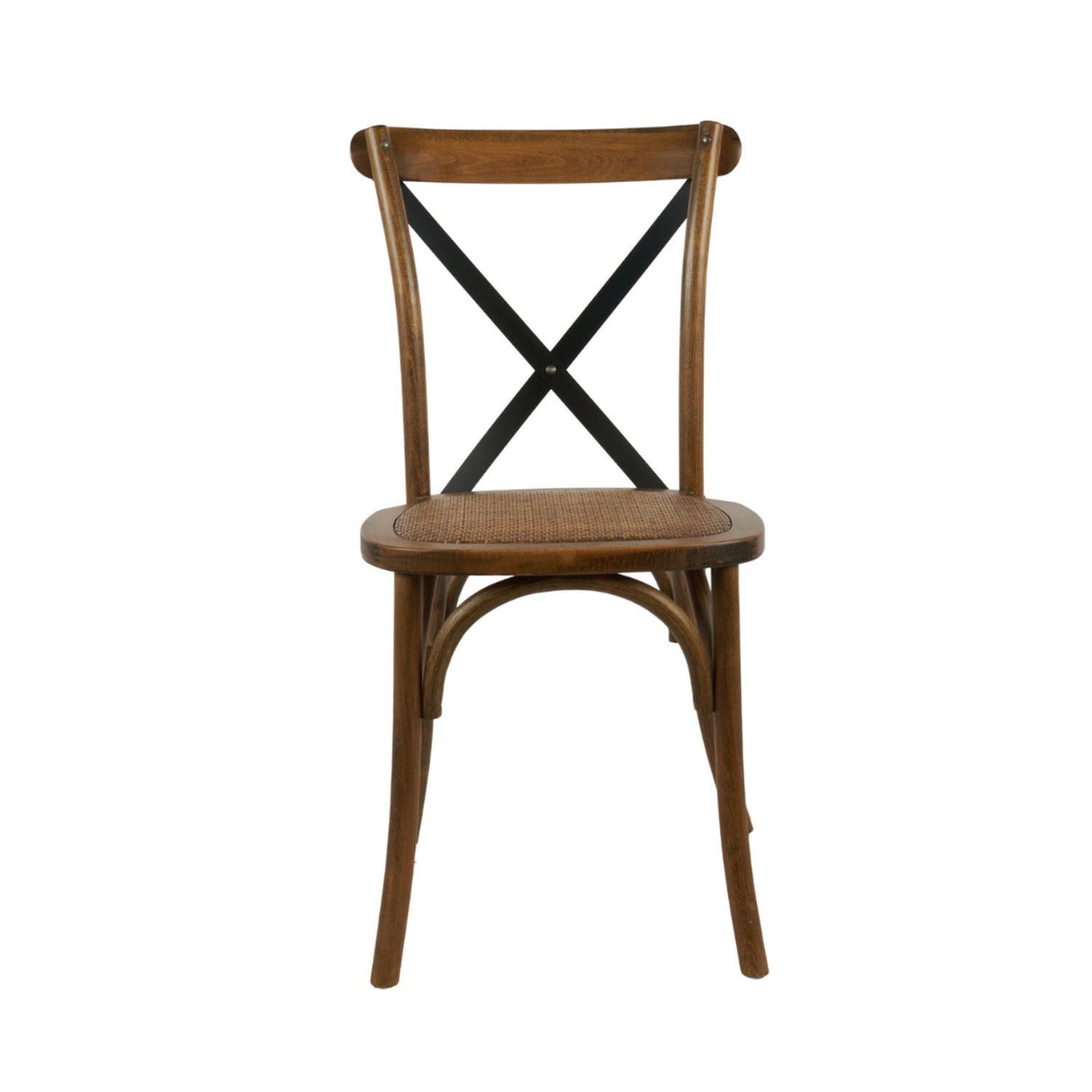 PACK 4 SILLA CROSSBACK MADERA & RATTAN | CAFE Y NEGRO - 7
