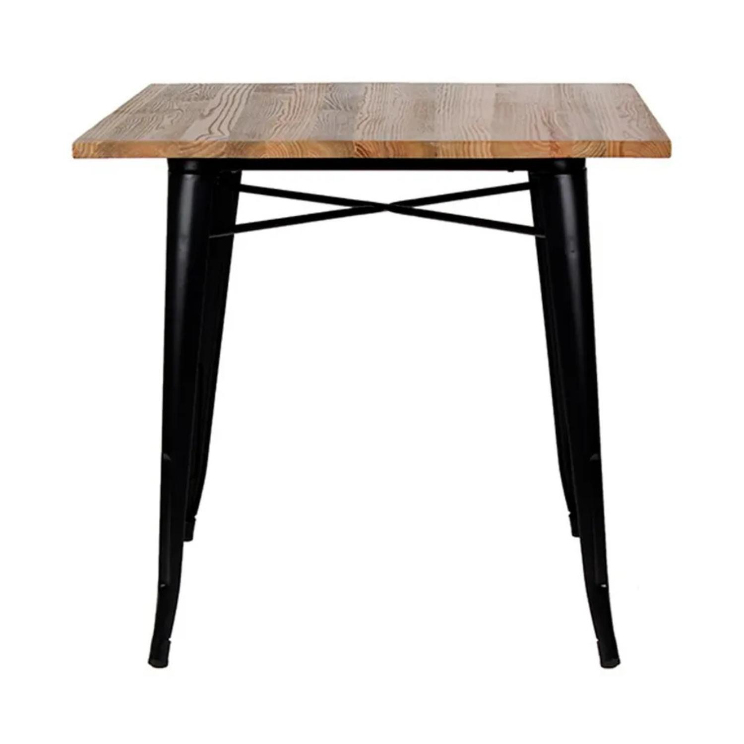 MESA INDUSTRIAL CUADRADA TOLIX 80X80 | ACERO Y MADERA CLARA - 2