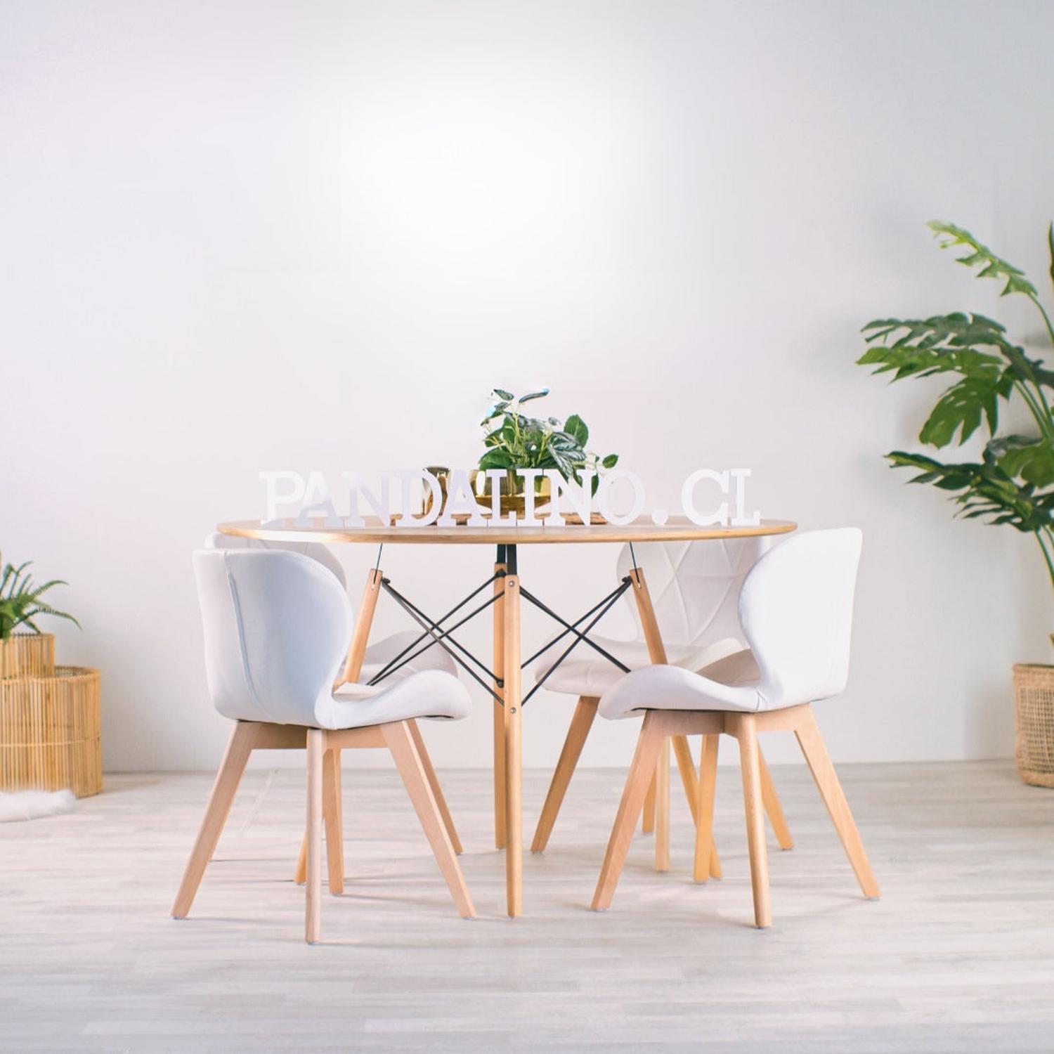 COMEDOR MESA SHANNA 100CM + 4 SILLONES RUBIK COLOR BLANCO - 1