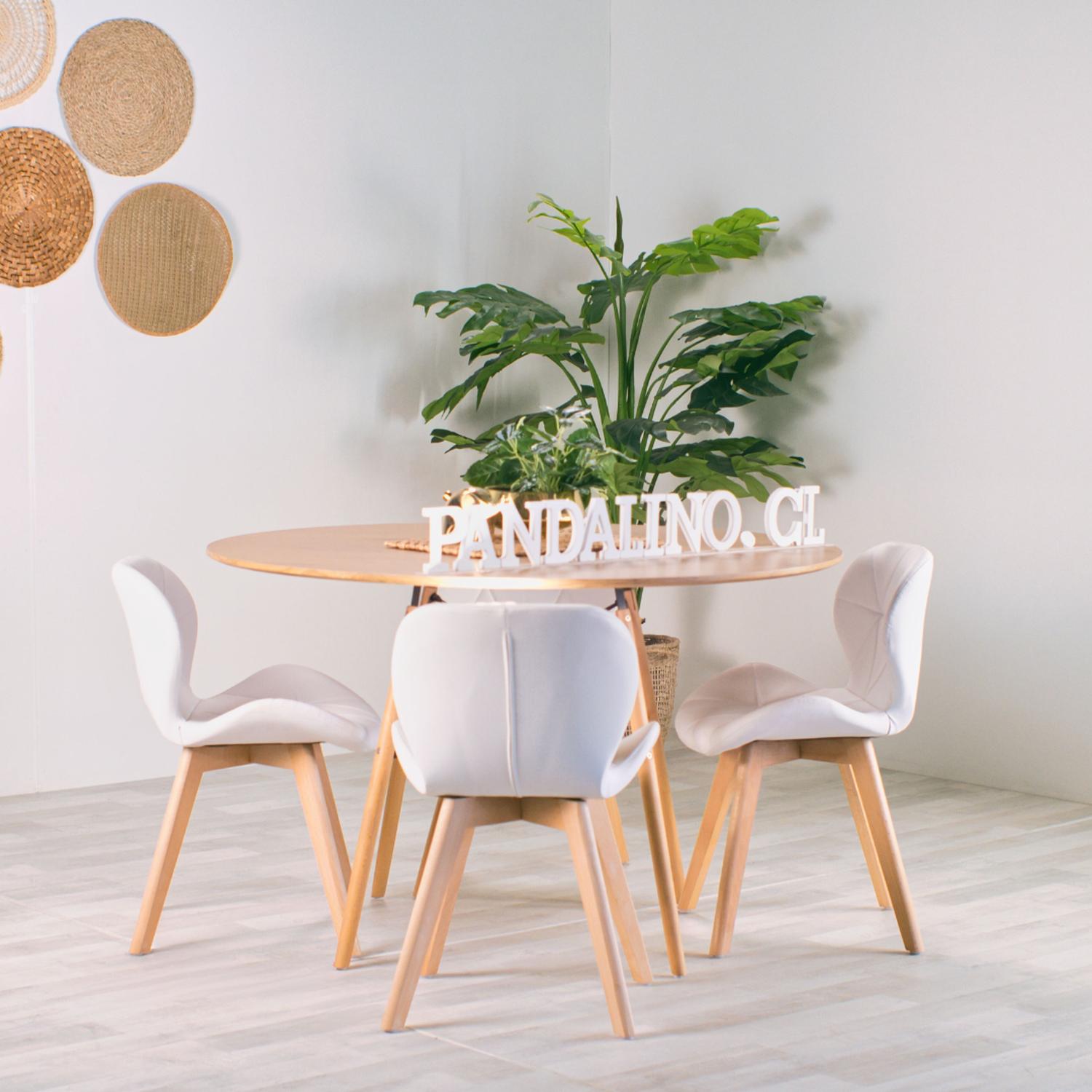 COMEDOR MESA SHANNA 100CM + 4 SILLONES RUBIK COLOR BLANCO - 3