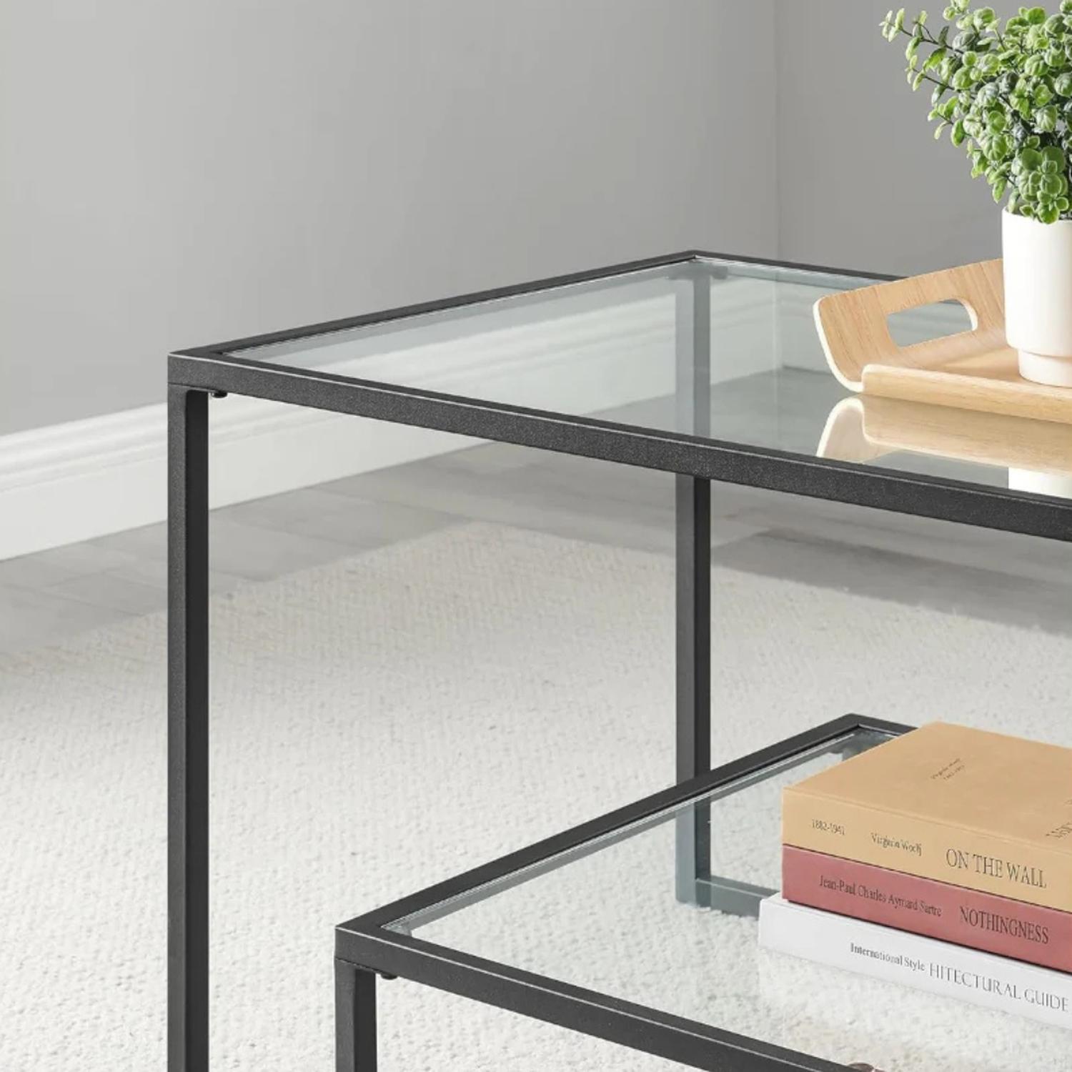 MESA DE CENTRO LANDALA | VIDRIO Y FIERRO NEGRO - 3