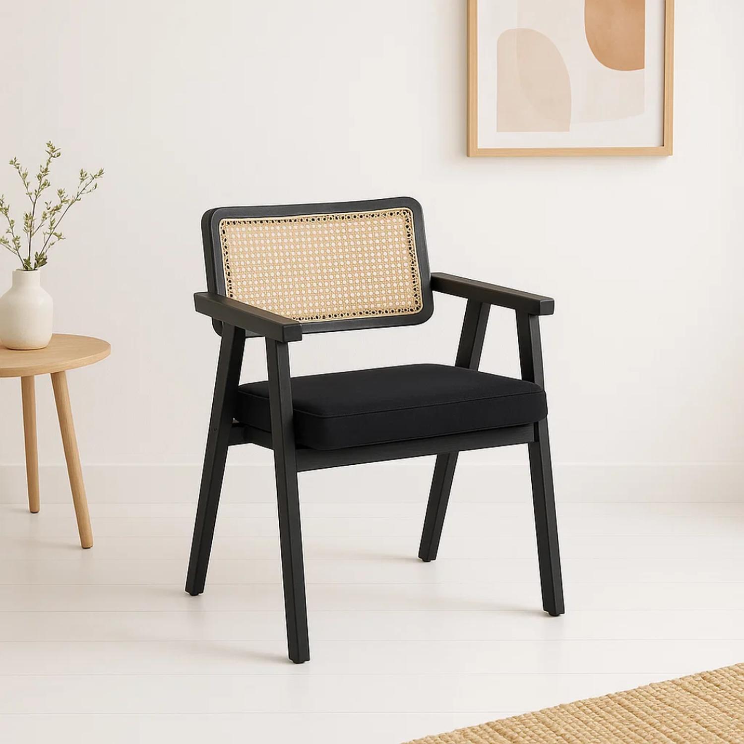 PACK 2 BUTACA SITIAL CAPITOL ACOLCHADO DE RATTAN NEGRO - 2