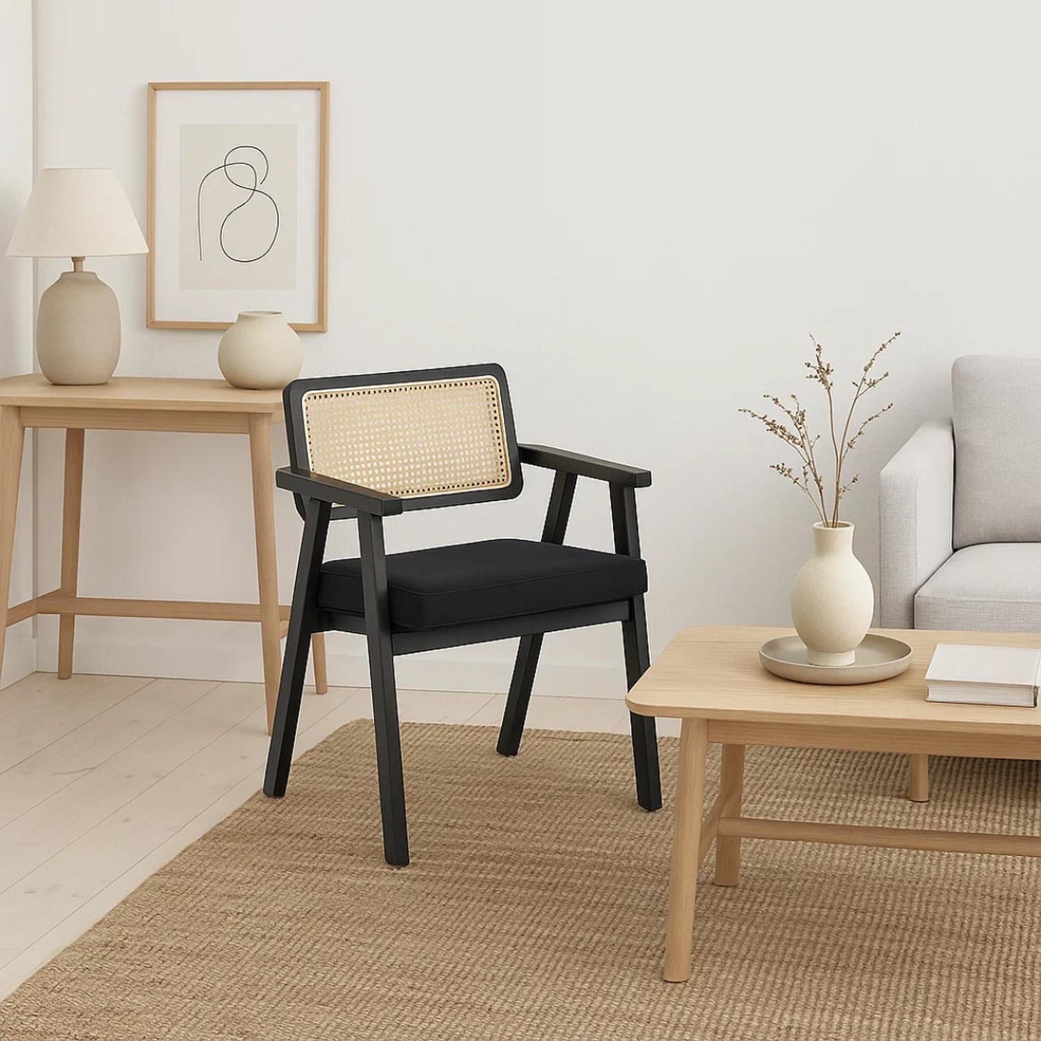 PACK 2 BUTACA SITIAL CAPITOL ACOLCHADO DE RATTAN NEGRO - 4