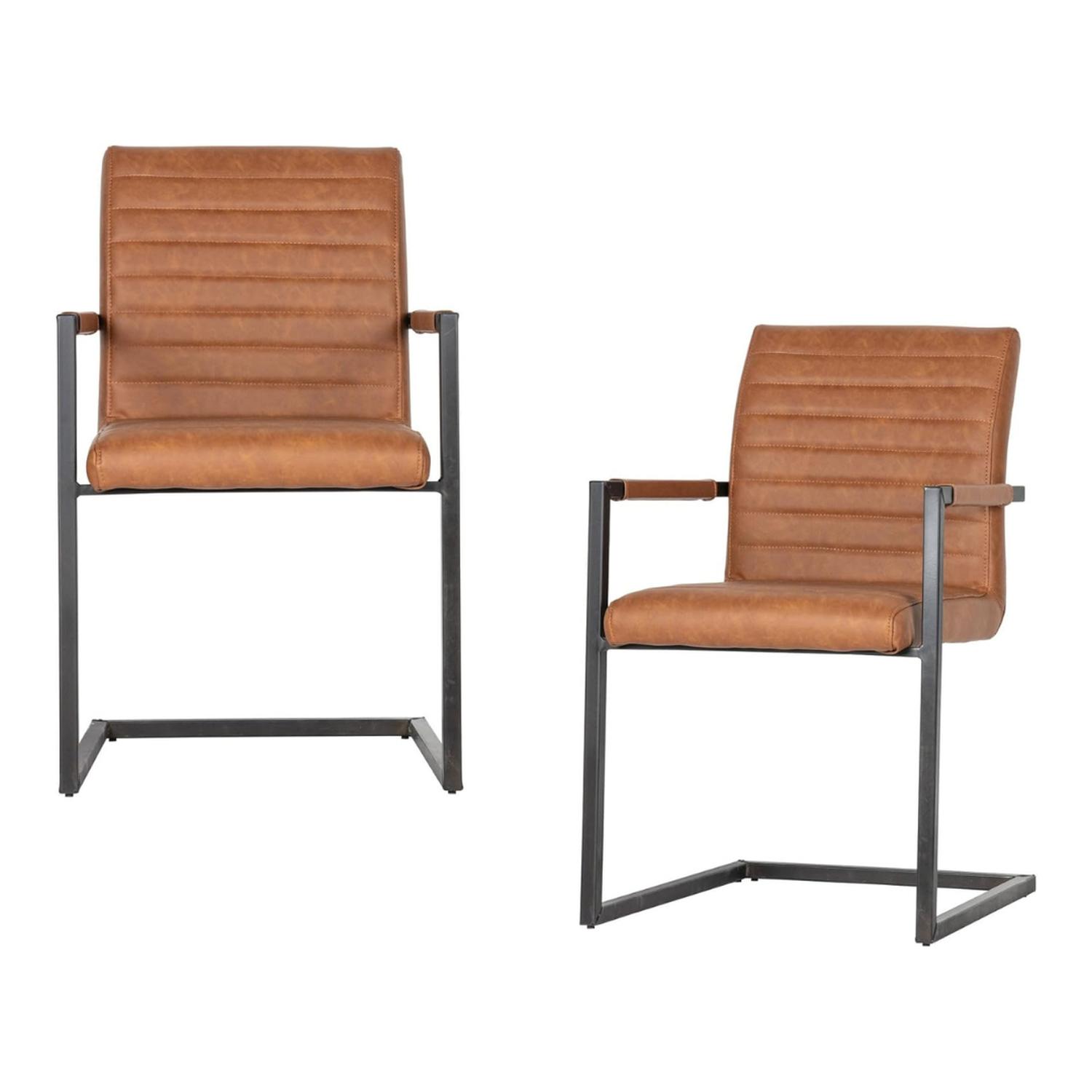 PACK 2 SILLAS IVON | ELEGANCIA Y CONFORT EN ECO CUERO CAFE - 1