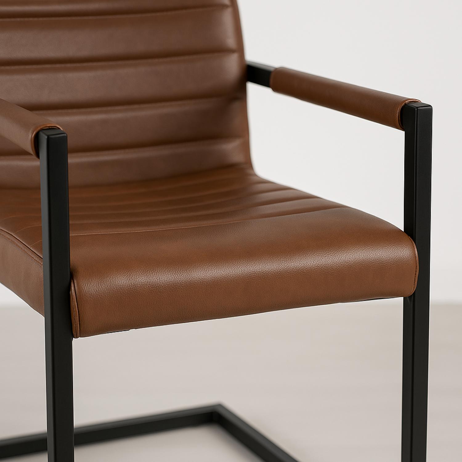 PACK 2 SILLAS IVON | ELEGANCIA Y CONFORT EN ECO CUERO CAFE - 2