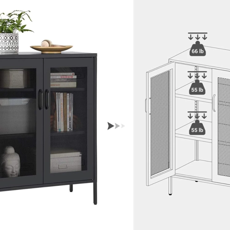 MUEBLE BUFFET ZOE | NEGRO METALICO - 4