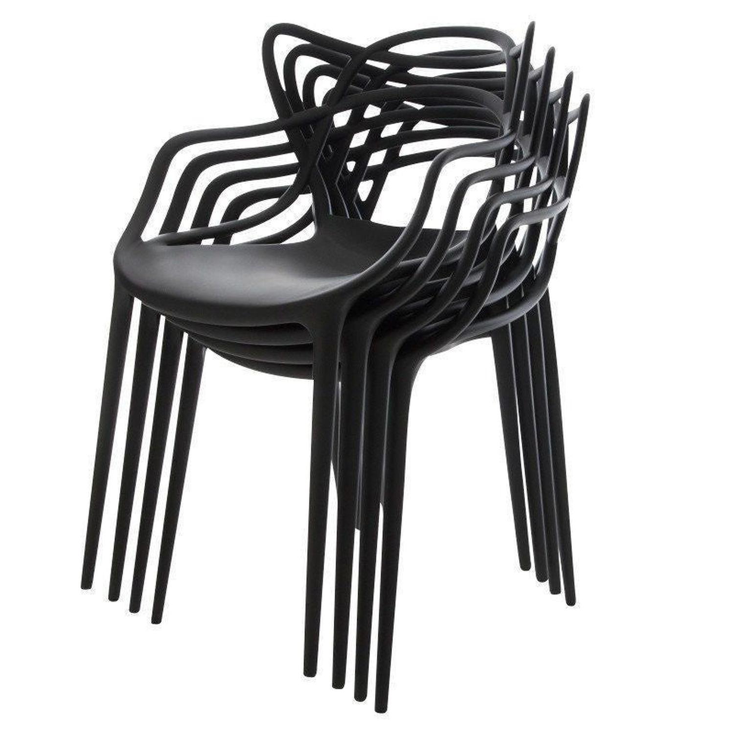 COMEDOR MESA REDONDA SHANNA 100CM + 4 SILLAS MASTERS NEGRO - 8
