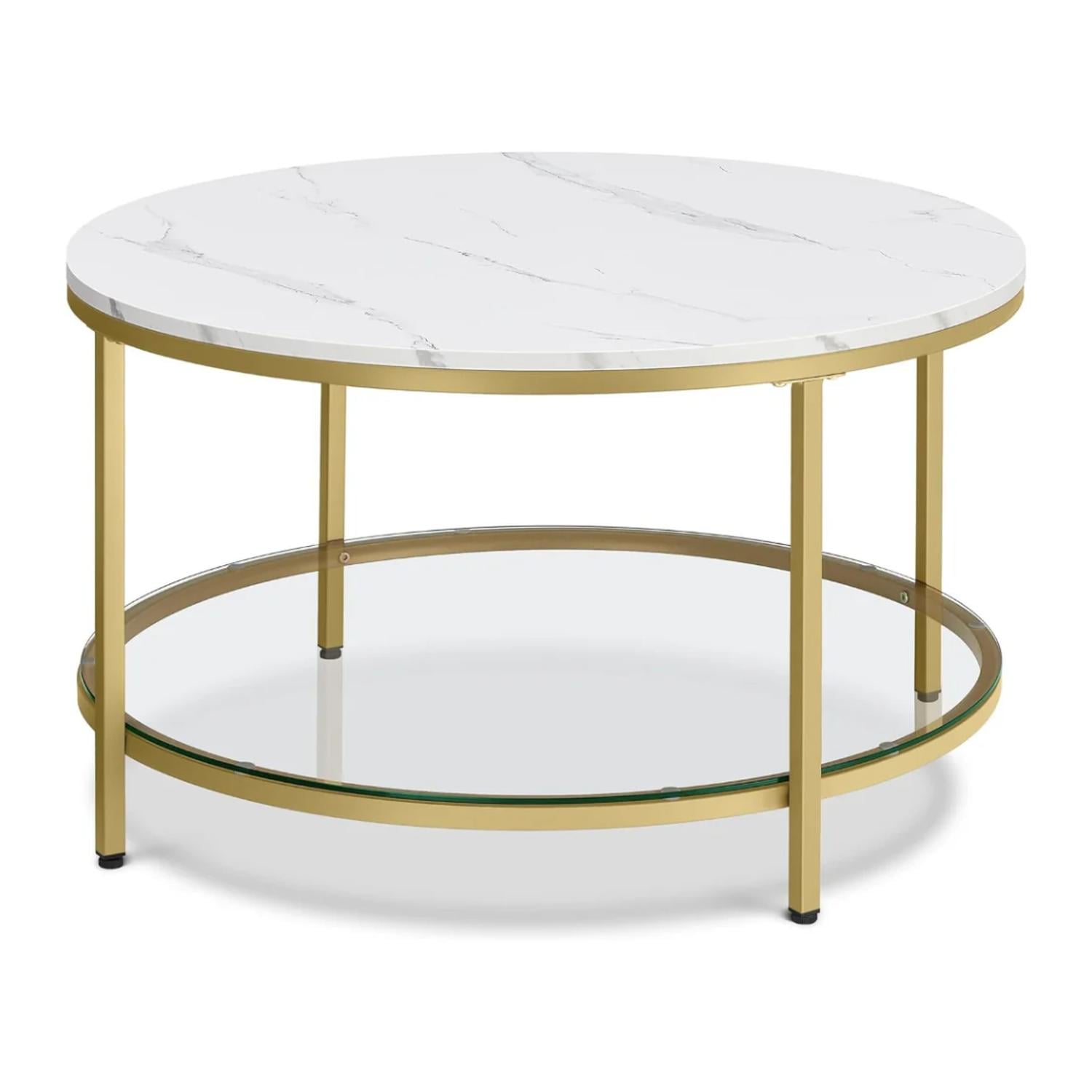 MESA DE CENTRO MAGALIA | MODERNA, DORADA Y DE VIDRIO - 1