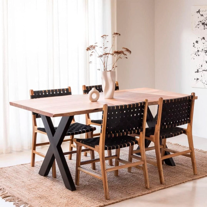 MESA RECTANGULAR DISEÑO CRUZADO 180X90 | ESTILO INDUSTRIAL - 5