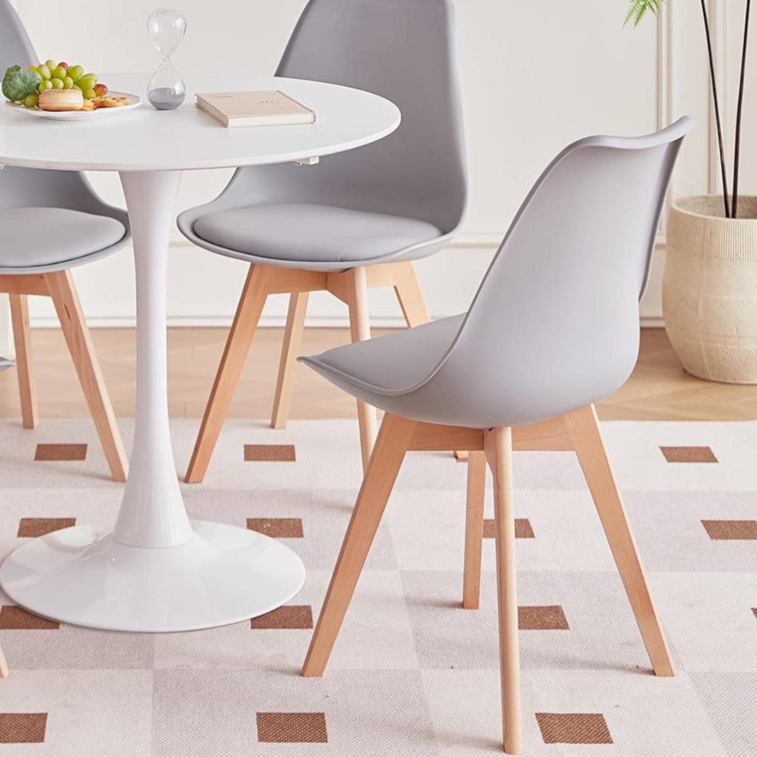 COMEDOR MESA TULIP REDONDA 80CM BLANCA + 4 SILLAS TULIP GRIS - 2