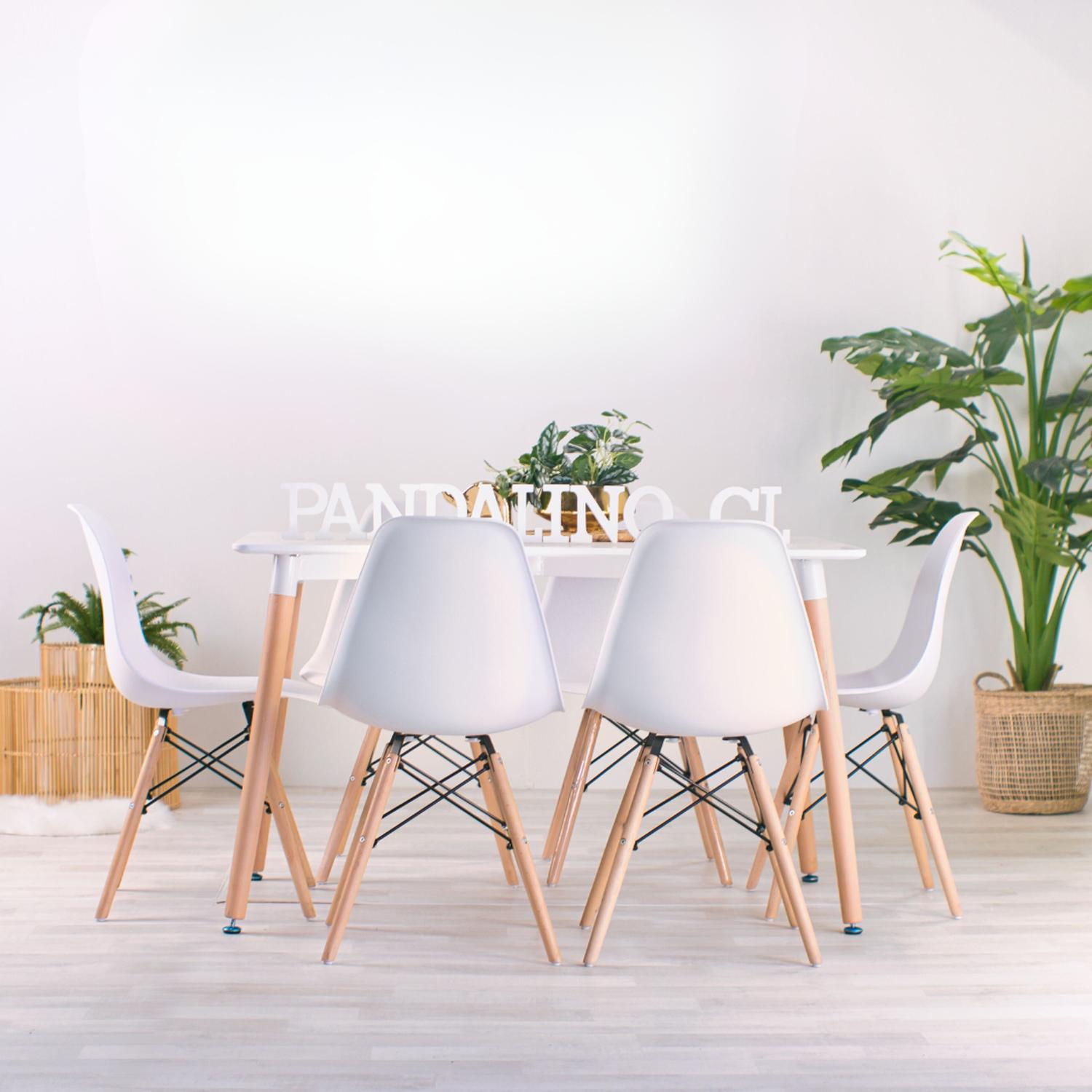 COMEDOR MESA RECTANGULAR BRUNELL 120X80 BLANCO + 6 SILLAS EAMES BLANCA - 2